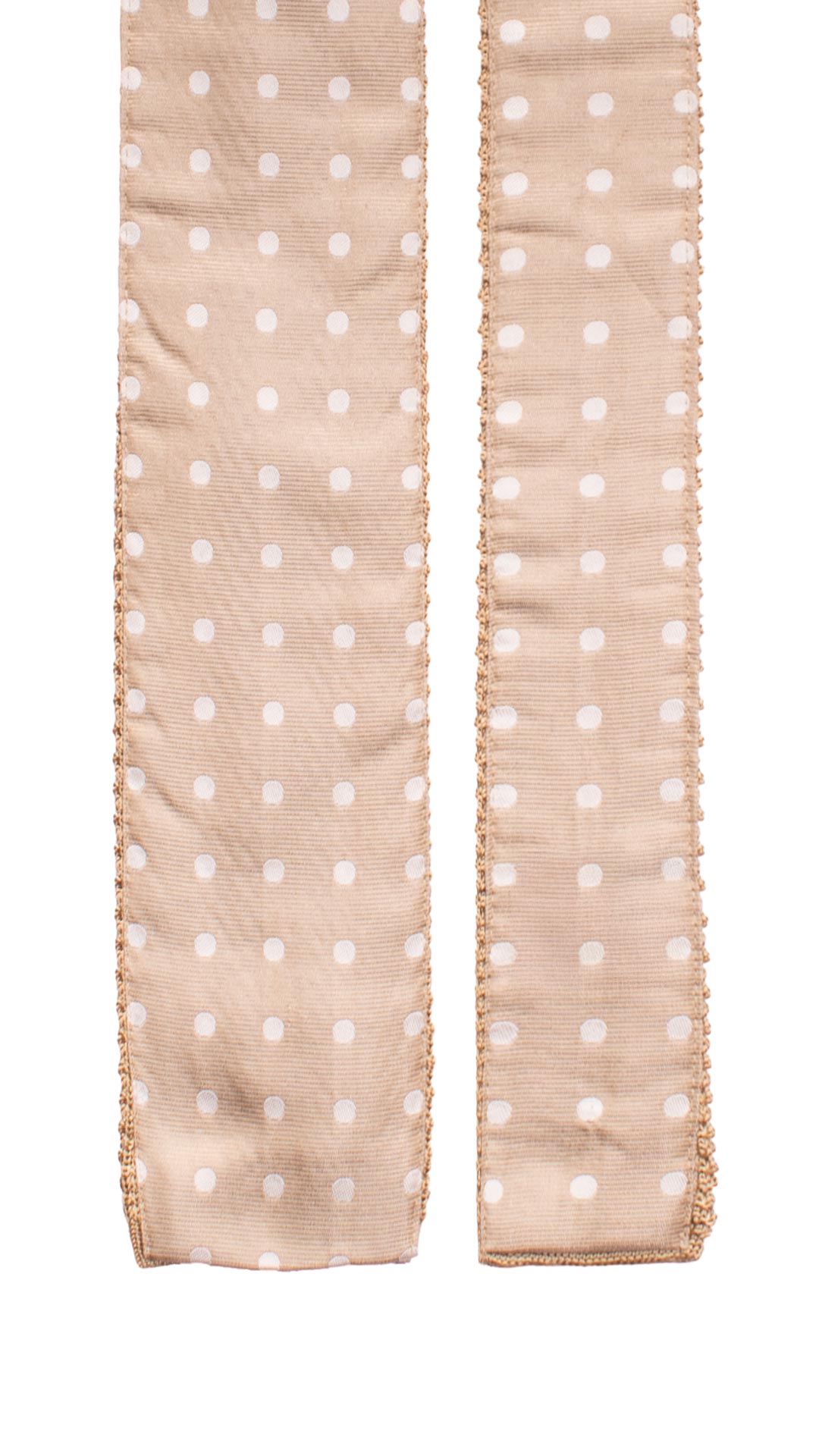Cravatta Tricot in Maglia di Seta Beige Tinta Unita Interno a Pois Bianchi TRI951 Graffeo Cravatte Made in Italy Interno