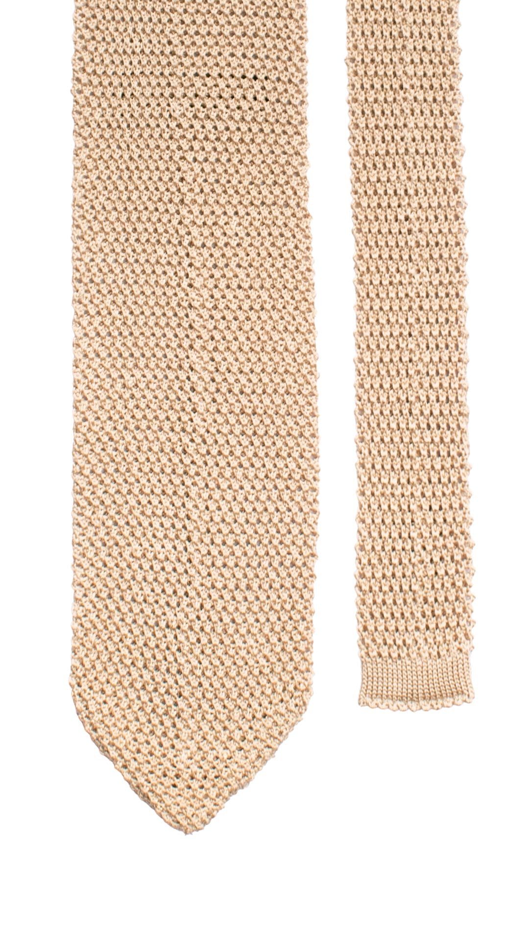 Cravatta Tricot in Maglia di Seta Beige Tinta Unita TRI933 Graffeo Cravatte Made in Italy Pala