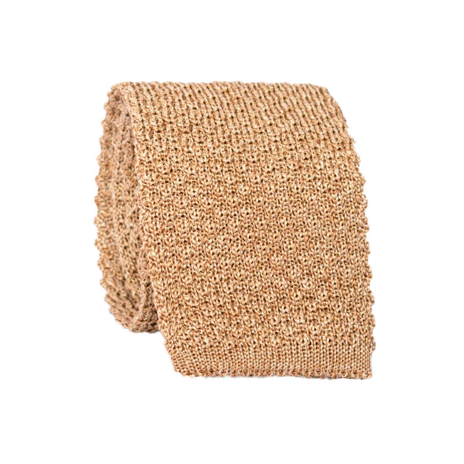 Cravatta Tricot in Maglia di Seta Beige Tinta Unita TRI687 Graffeo Cravatte Made in Italy Rotolo