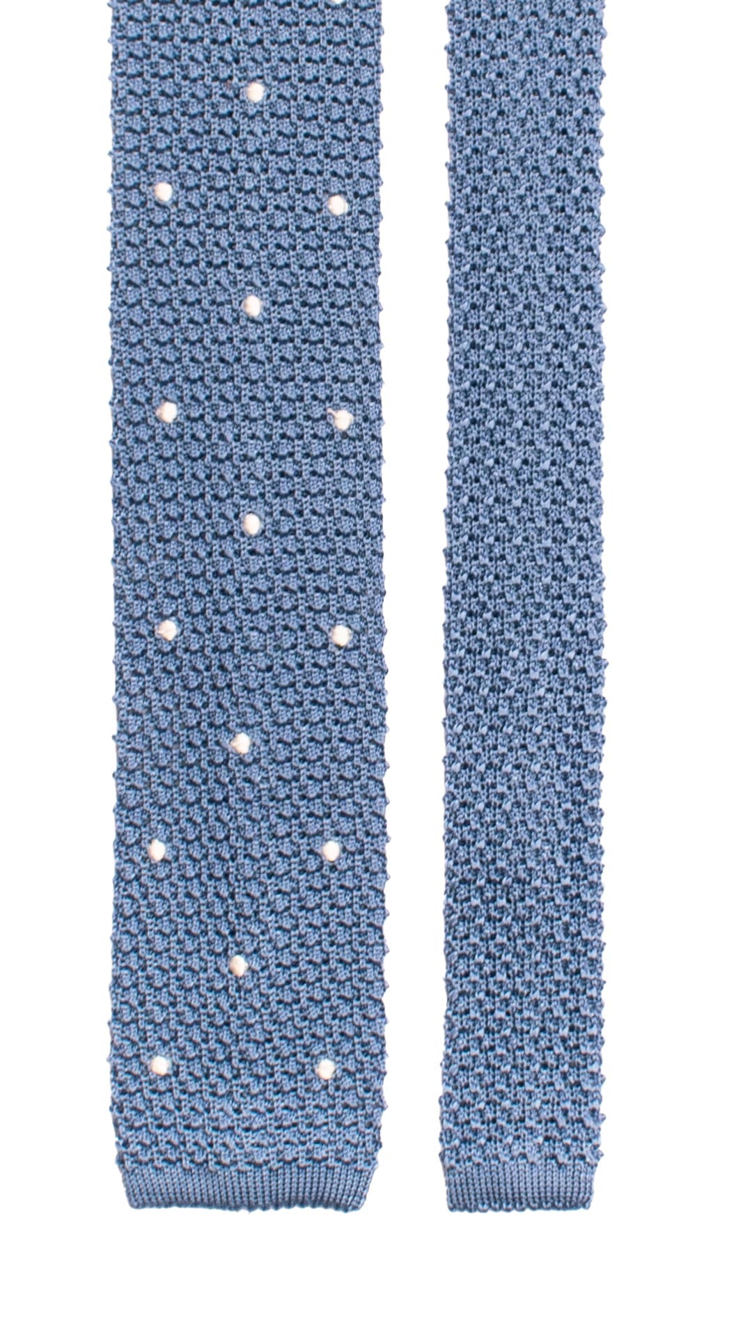 Cravatta Tricot in Maglia di Seta Blu Cobalto a Pois Bianchi TRI713 Graffeo Cravatte Made in Italy Pala