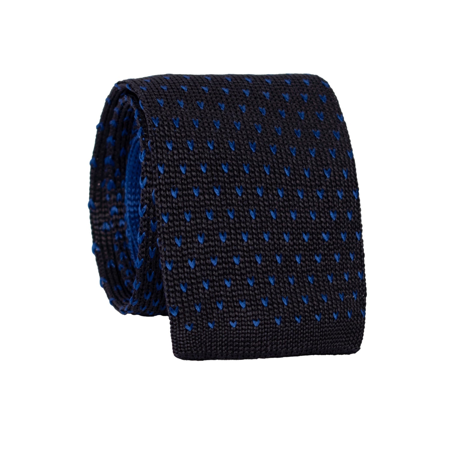 Cravatta Tricot in Maglia di Seta Blu Fantasia Bluette TRI756 Graffeo Cravatte Made in Italy Rotolo