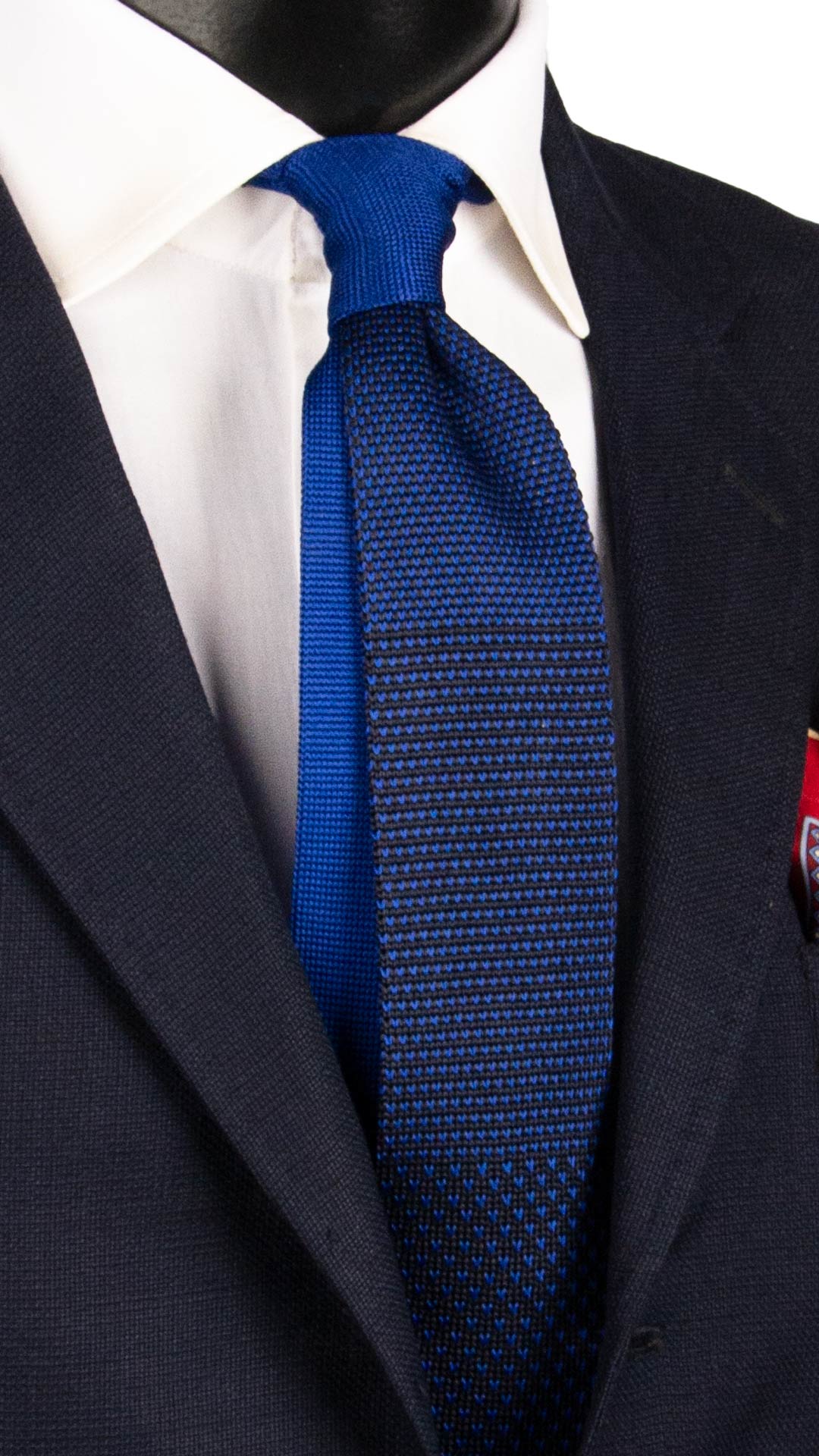 Cravatta Tricot in Maglia di Seta Blu Fantasia Bluette TRI756 Graffeo Cravatte Made in Italy