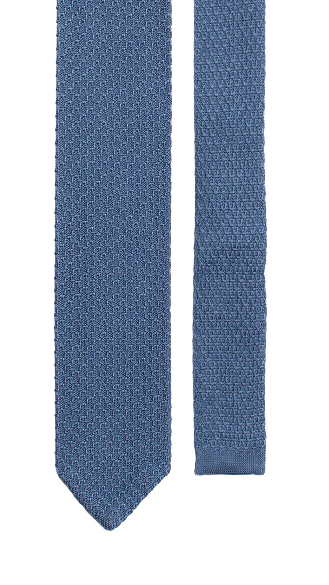 Cravatta Tricot in Maglia di Seta Indaco Fantasia Tono su Tono TRI631 Graffeo Cravatte Made in Italy Pala