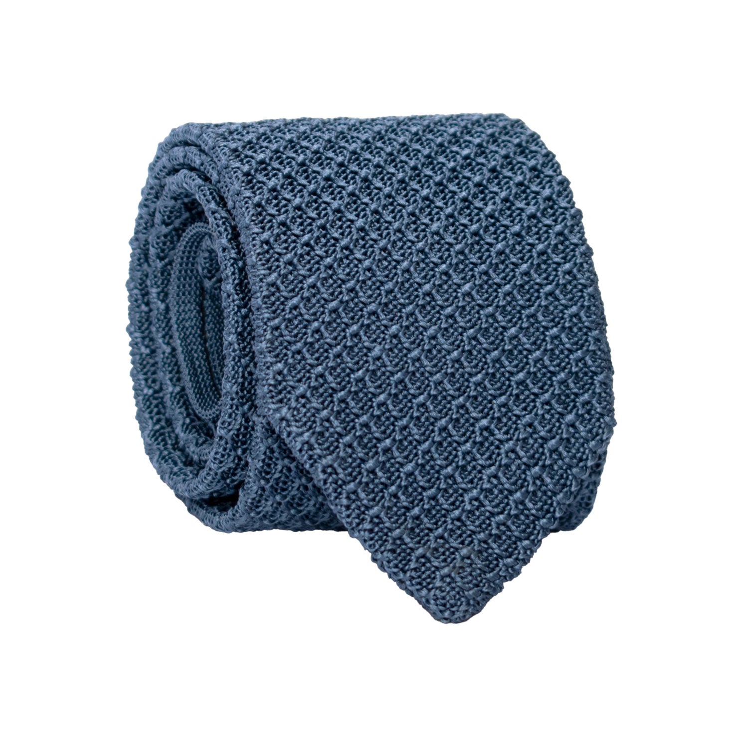 Cravatta Tricot in Maglia di Seta Indaco Fantasia Tono su Tono TRI631 Graffeo Cravatte Made in Italy Rotolo