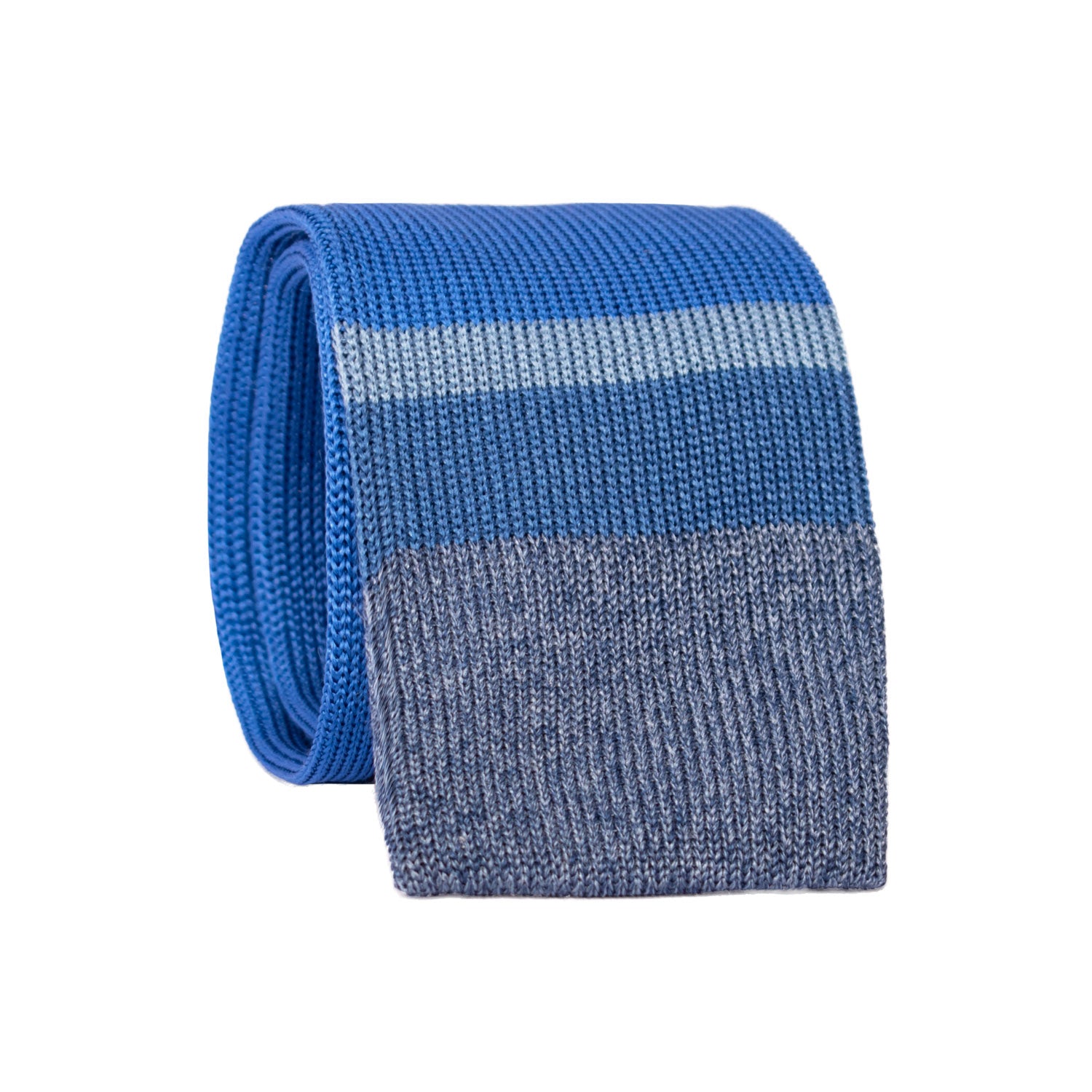 Cravatta Tricot in Maglia di Seta Bluette Azzurra Fantasia TRI676 Graffeo Cravatte Made in Italy Rotolo