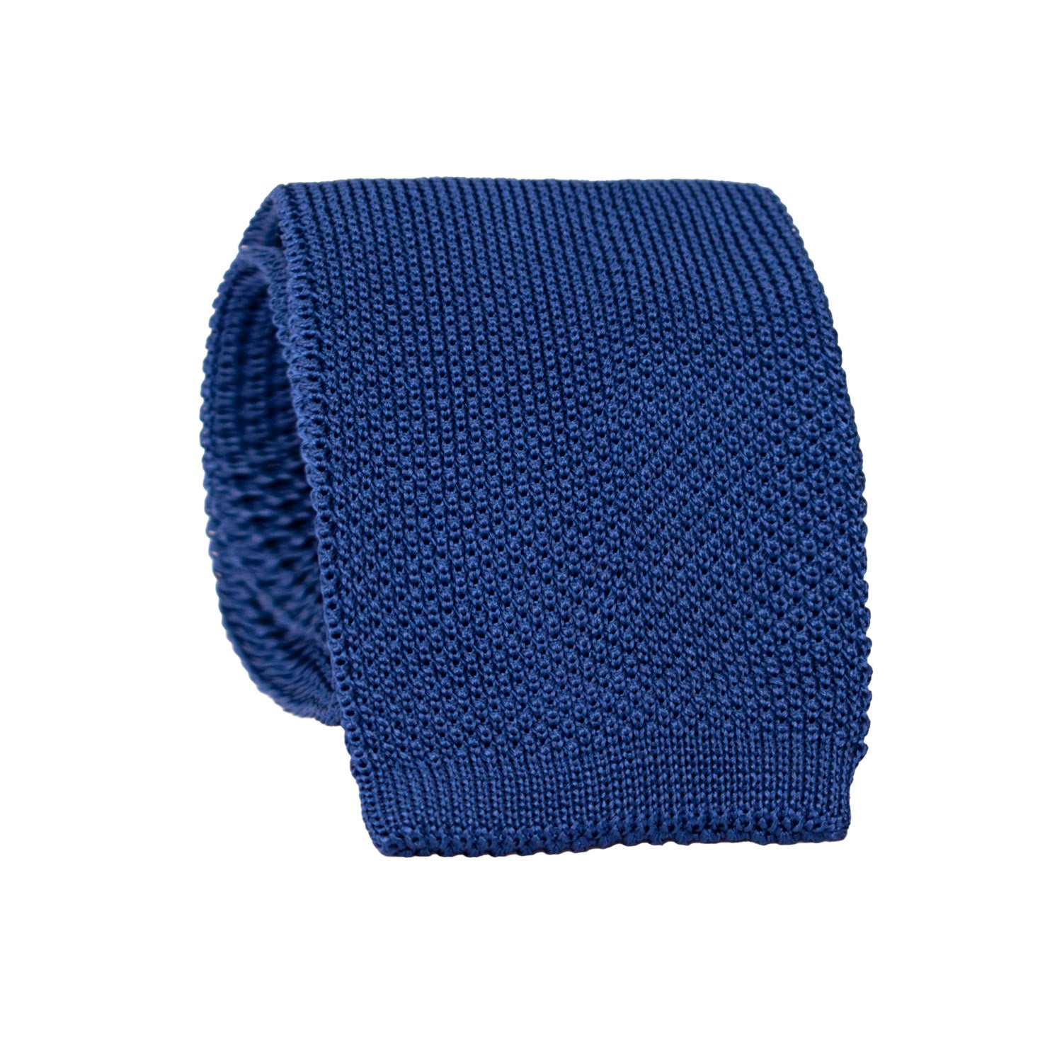 Cravatta Tricot in Maglia di Seta Bluette Tinta Unita TRI772 Graffeo Cravatte Made in Italy Rotolo