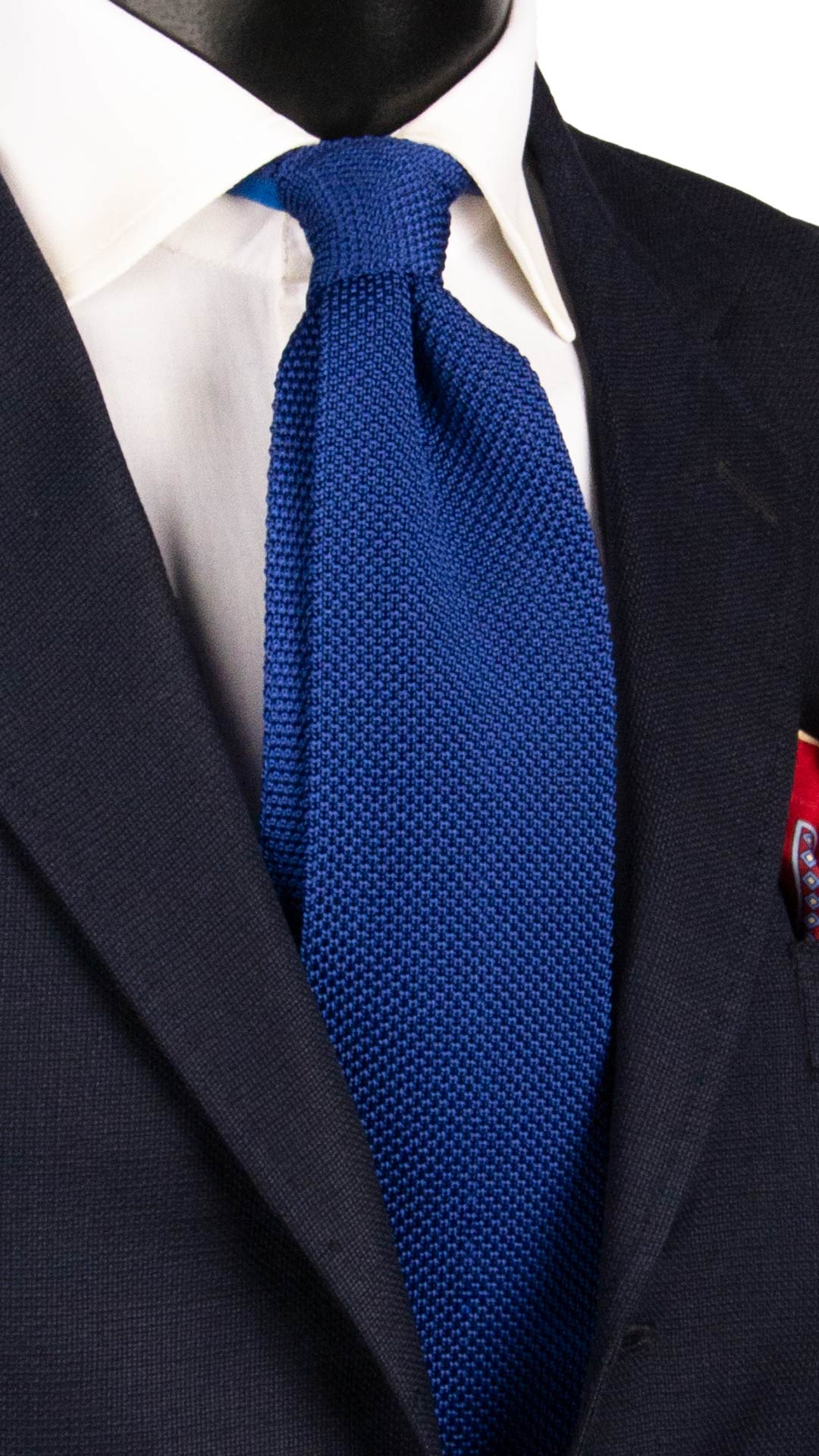 Cravatta Tricot in Maglia di Seta Bluette Tinta Unita TRI772 Graffeo Cravatte Made in Italy
