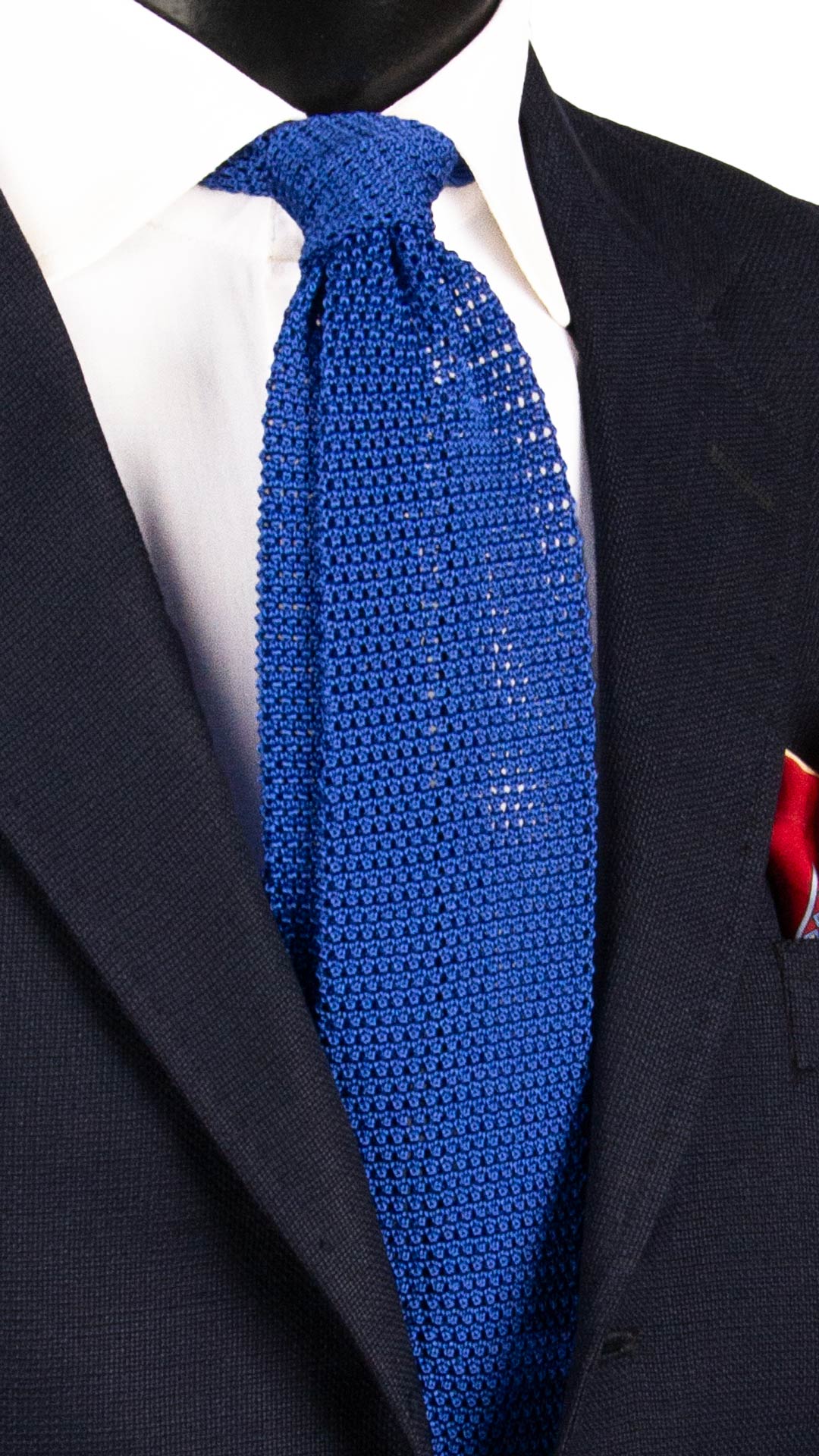 Cravatta Tricot in Maglia di Seta Bluette Tinta Unita TRI898 Graffeo Cravatte Made in Italy