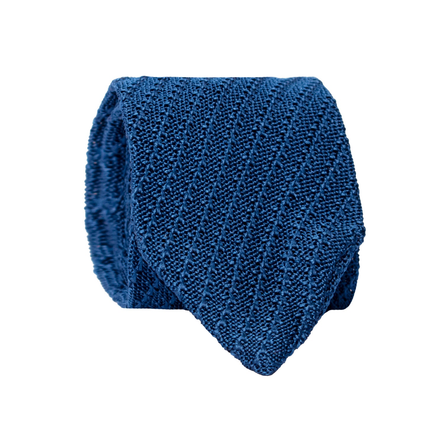 Cravatta Tricot in Maglia di Seta Bluette a Righe Tono su Tono TRI782 Graffeo Cravatte Made in Italy Rotolo