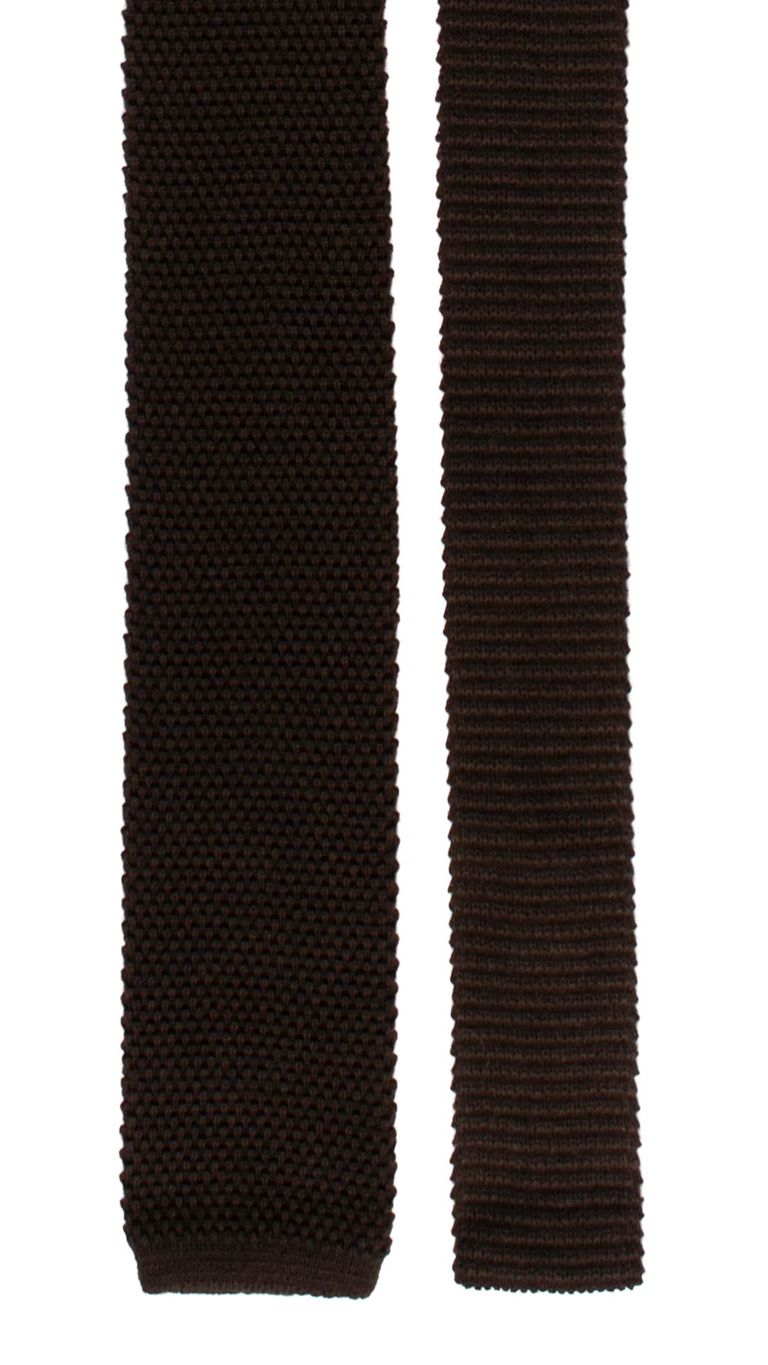 Cravatta Tricot in Maglia di Seta Cashmere Marrone Bruciato Tinta Unita TRI460 Made in Italy Graffeo Cravatte Pala