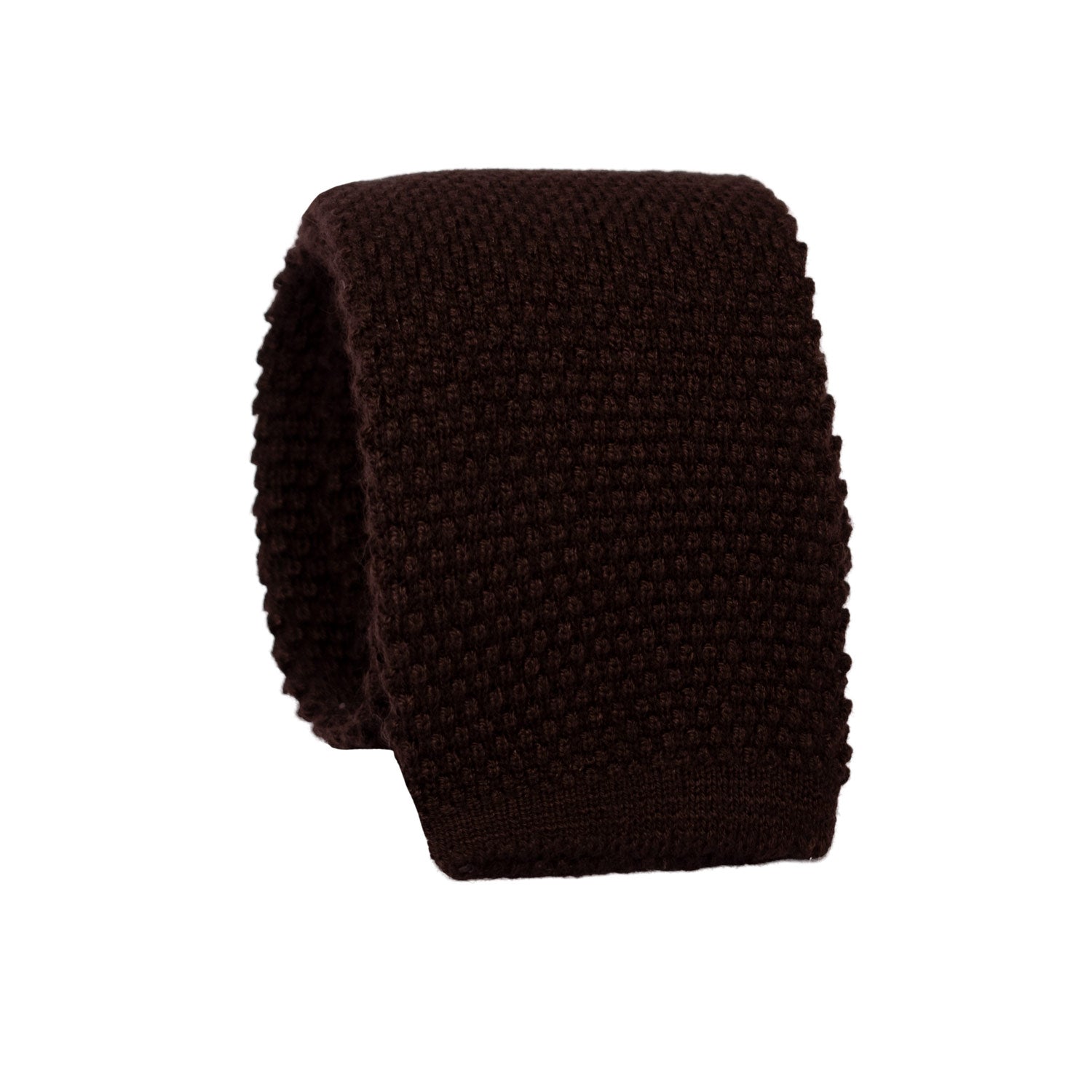 Cravatta Tricot in Maglia di Seta Cashmere Marrone Bruciato Tinta Unita TRI460 Made in Italy Graffeo Cravatte Rotolo