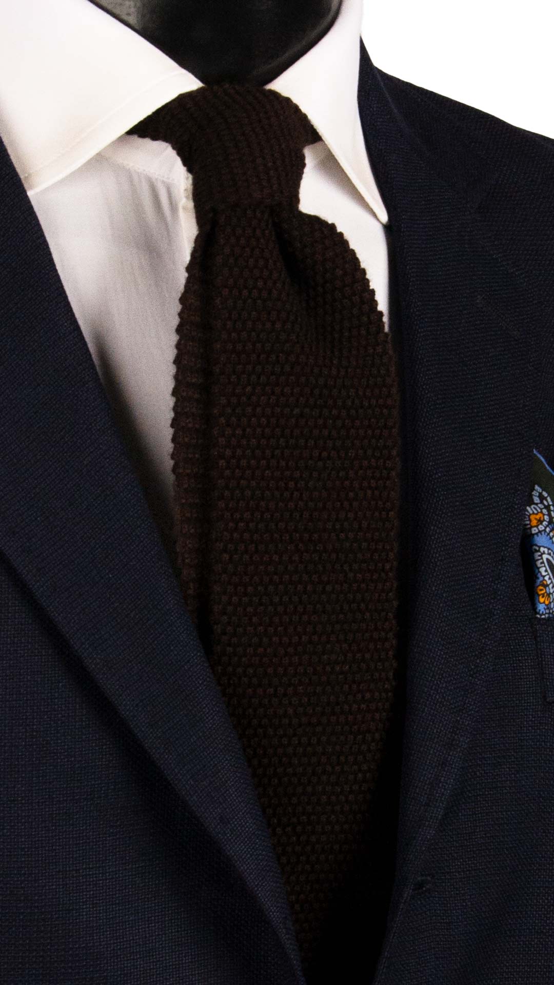 Cravatta Tricot in Maglia di Seta Cashmere Marrone Bruciato Tinta Unita TRI460 Made in Italy Graffeo Cravatte