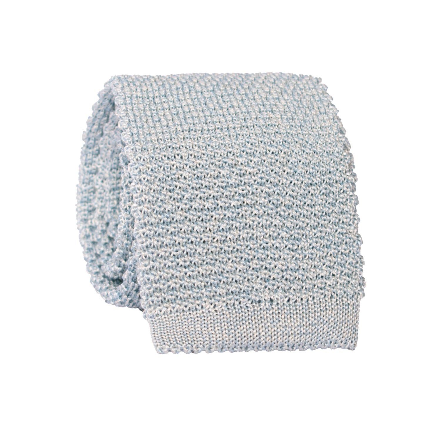 Cravatta Tricot in Maglia di Seta Celeste Ghiaccio Tinta Unita TRI814 Graffeo Cravatte Made in Italy Rotolo