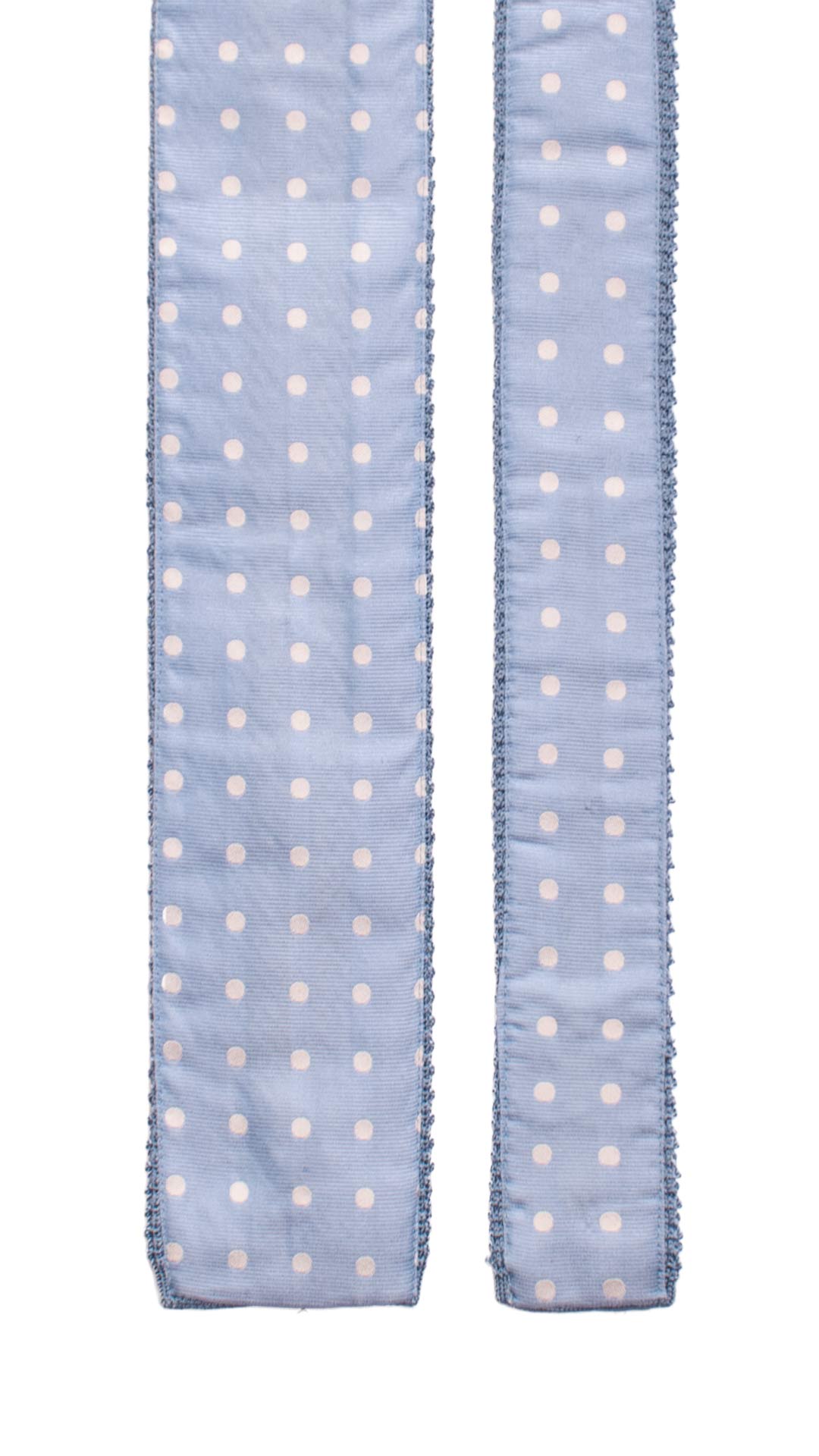 Cravatta Tricot in Maglia di Seta Celeste Tinta Unita Interno a Pois Bianchi TRI669 Graffeo Cravatte Made in Italy Retro