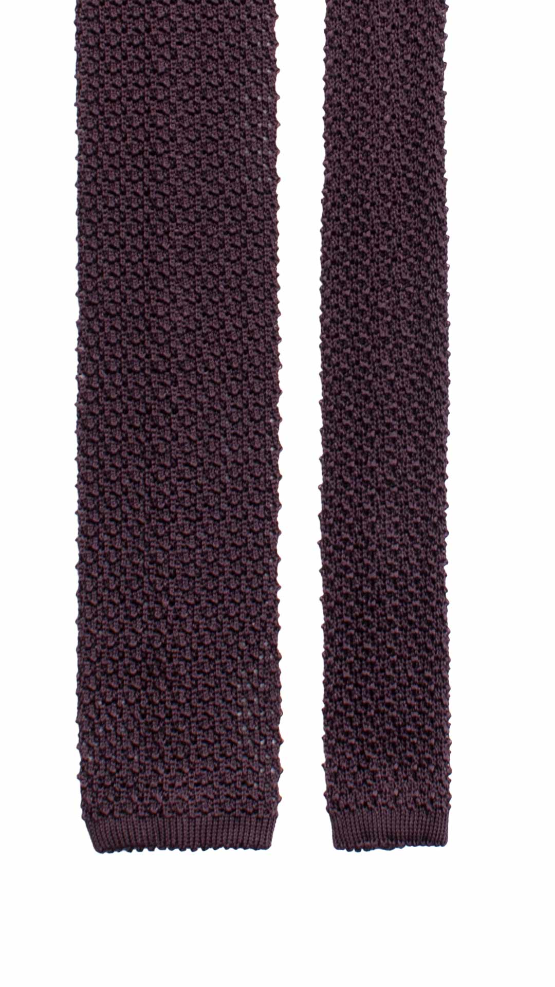 Cravatta Tricot in Maglia di Seta Color Melanzana Tinta Unita TRI790 Graffeo Cravatte Made in Italy Pala