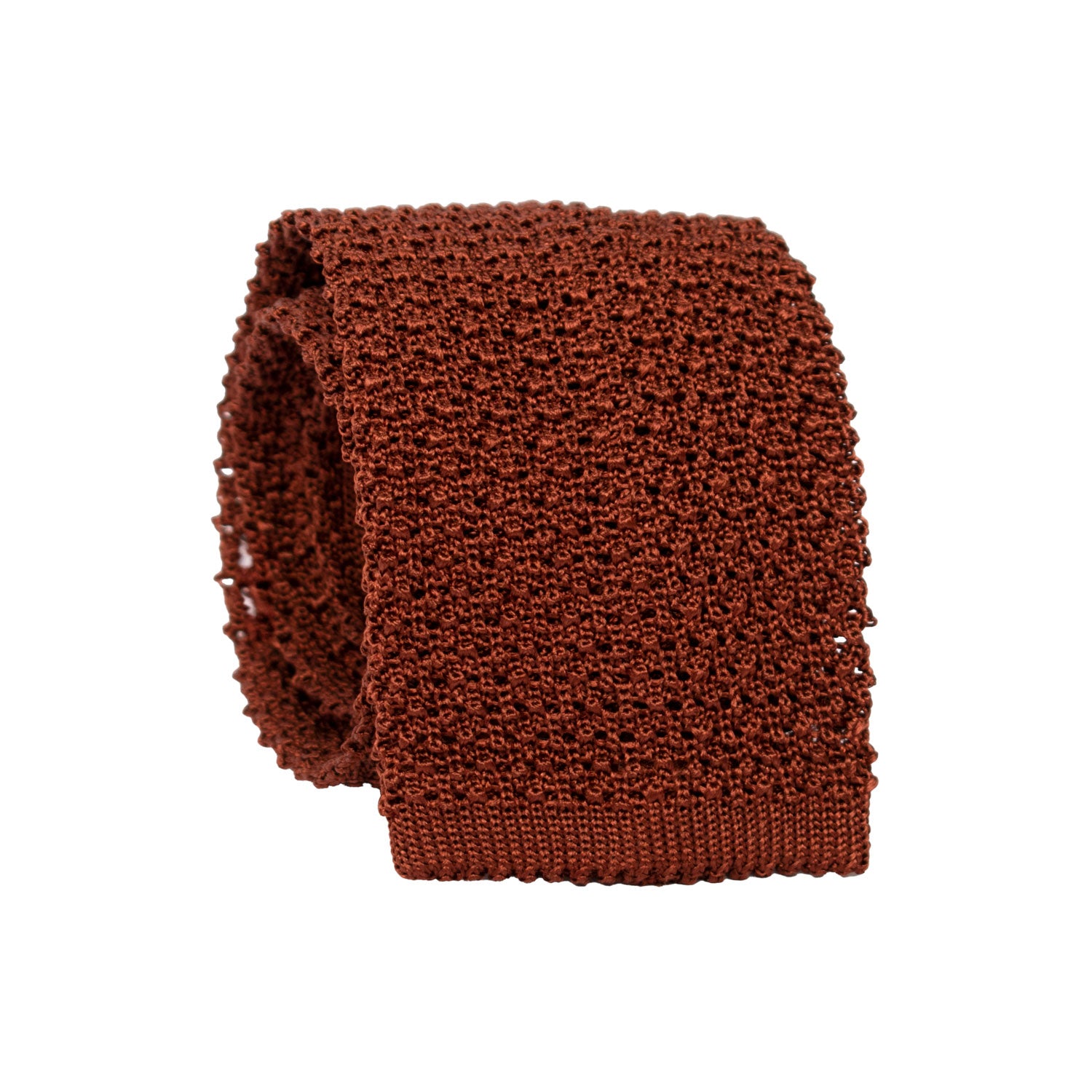 Cravatta Tricot in Maglia di Seta Color Mogano Tinta Unita TRI732 Graffeo Cravatte Made in Italy Rotolo