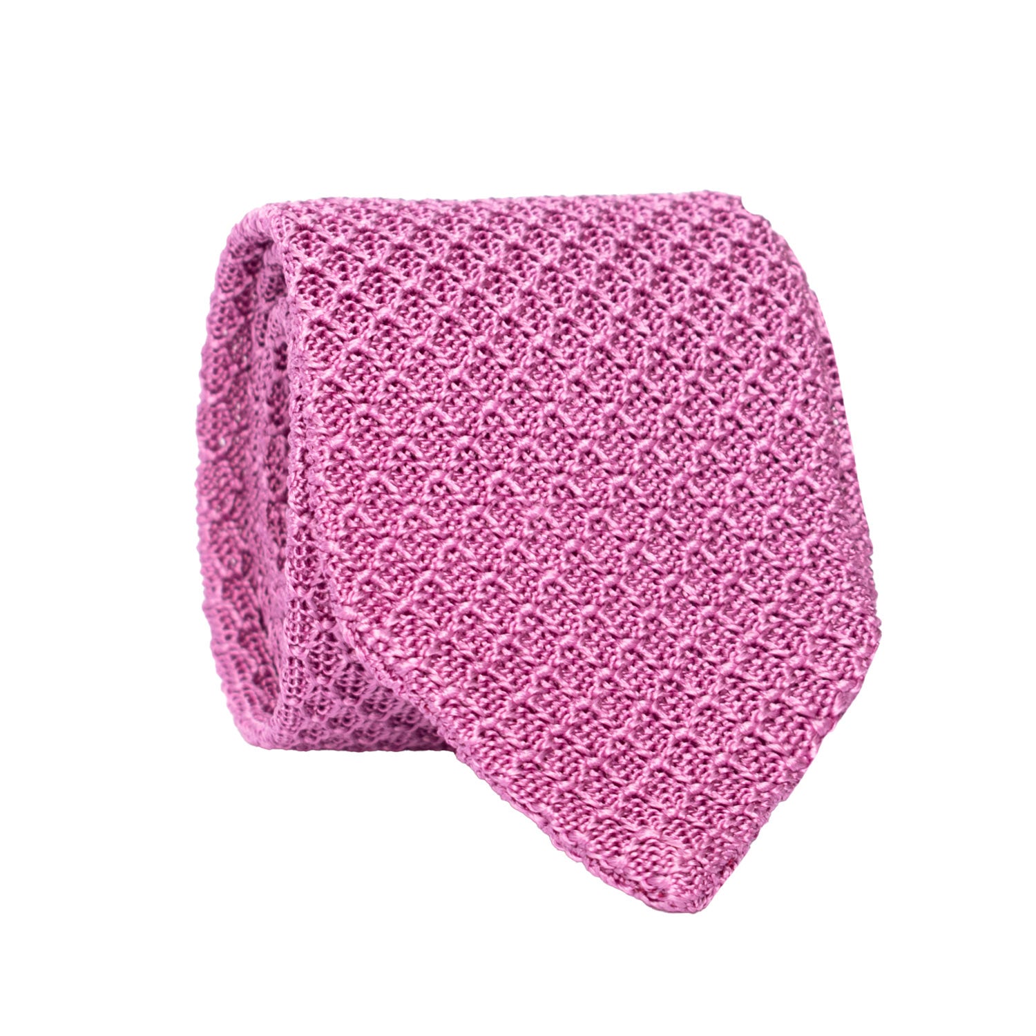 Cravatta Tricot in Maglia di Seta Color Orchidea Fantasia Tono su Tono TRI893 Graffeo Cravatte Made in Italy Rotolo