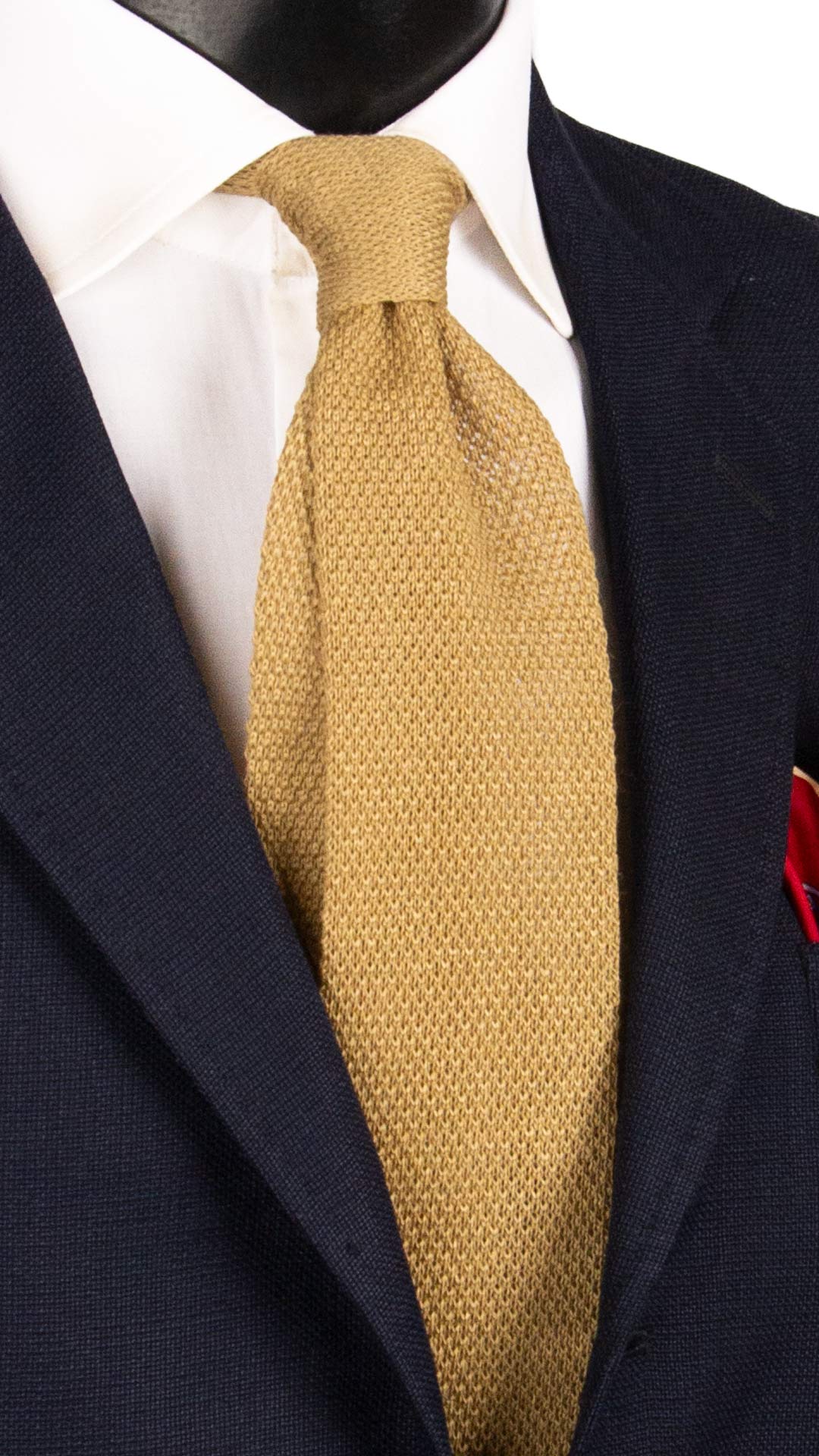 Cravatta Tricot in Maglia di Lino Color Sabbia Tinta Unita TRI666 Graffeo Cravatte Made in Italy