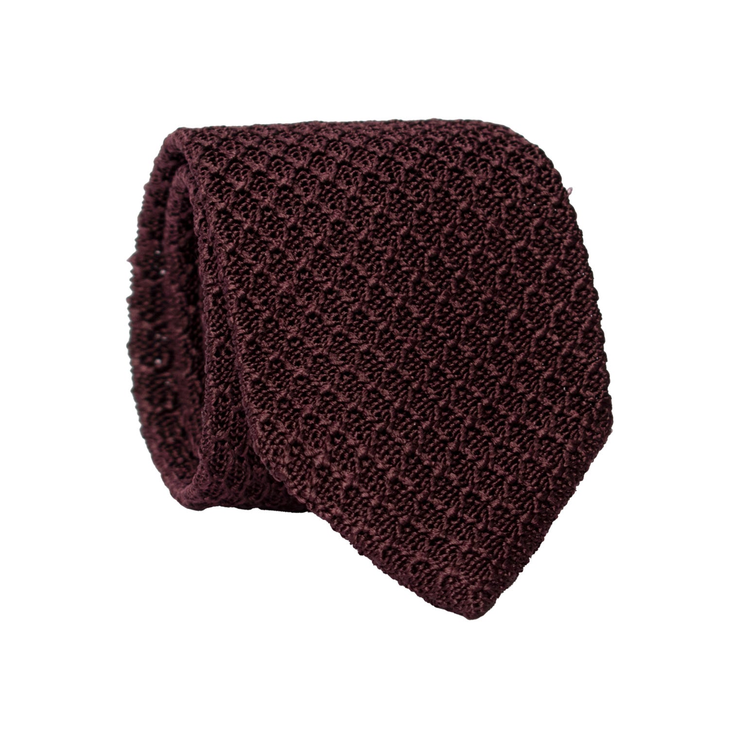 Cravatta Tricot in Maglia di Seta Color Vinaccia Fantasia Tono su Tono TRI810 Graffeo Cravatte Made in Italy Rotolo