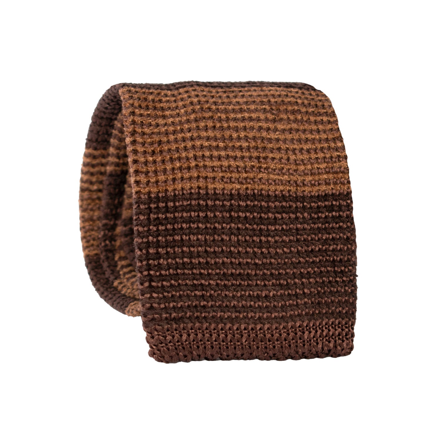 Cravatta Tricot in Maglia di Seta Con Righe Marrone Bruciato Beige TRI749 Graffeo Cravatte Made in Italy Rotolo