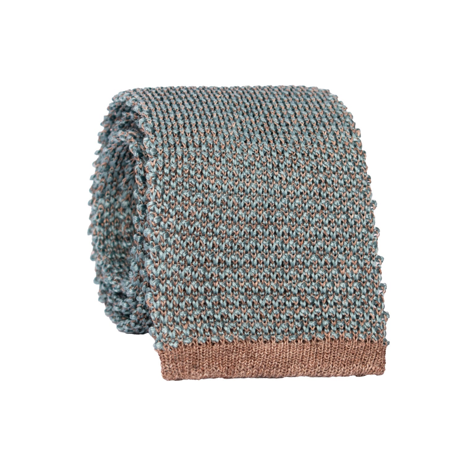 Cravatta Tricot in Maglia di Seta Cotone Turchese Beige Fantasia TRI847 Made in Italy Graffeo Cravatte Rotolo