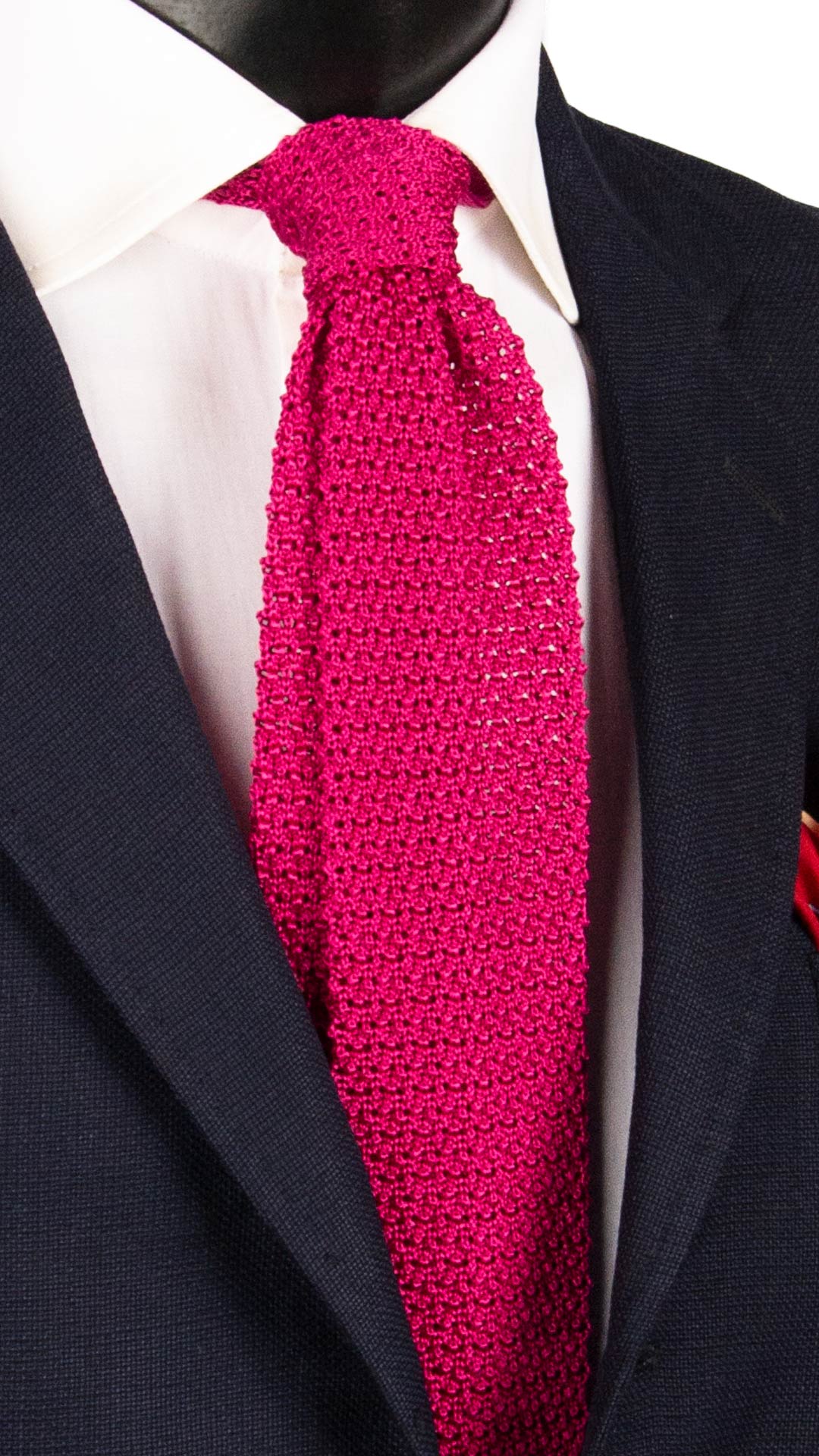 Cravatta Tricot in Maglia di Seta Fucsia Tinta Unita TRI652 Graffeo Cravatte Made in Italy