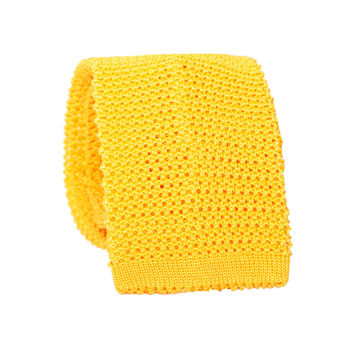 Cravatta Tricot in Maglia di Seta Gialla Tinta Unita TRI636 Graffeo Cravatte Made in Italy Rotolo