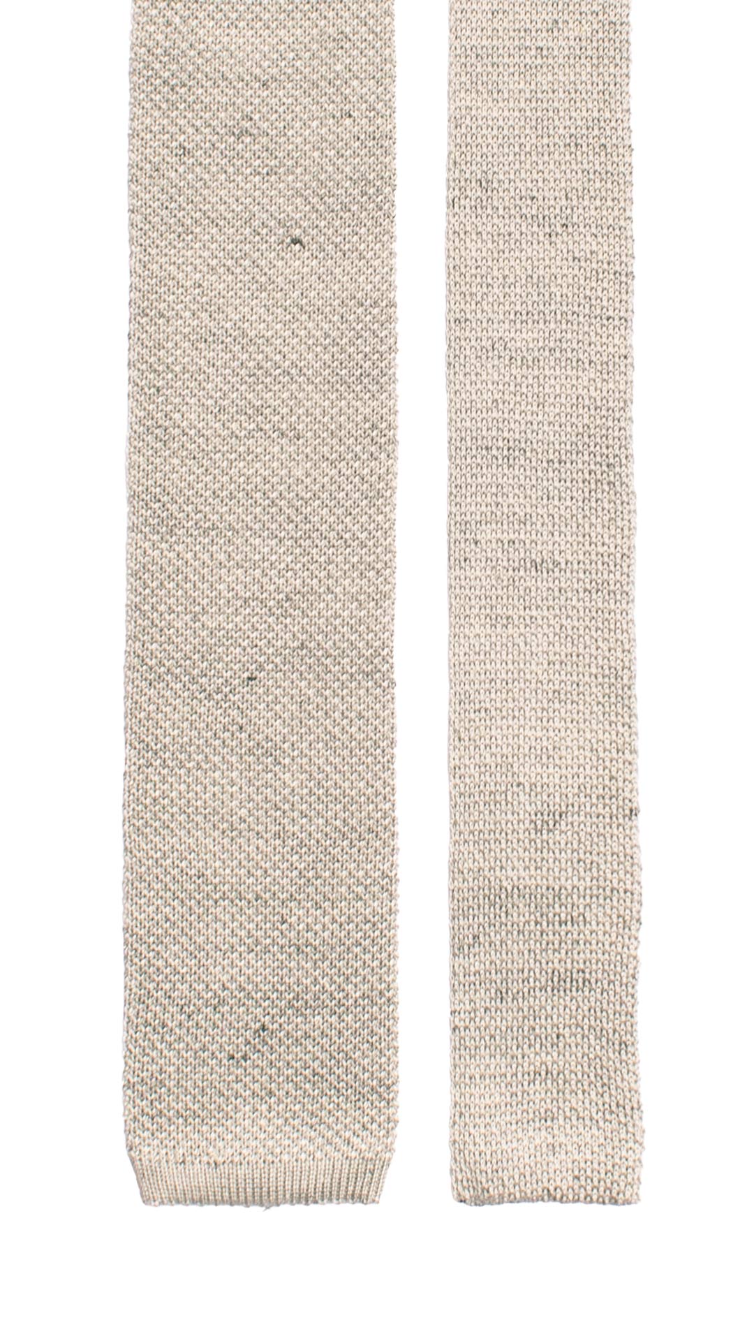 Cravatta Tricot in Maglia di Seta Grigia Effetto Tweed Blu TRI691 Graffeo Cravatte Made in Italy Pala