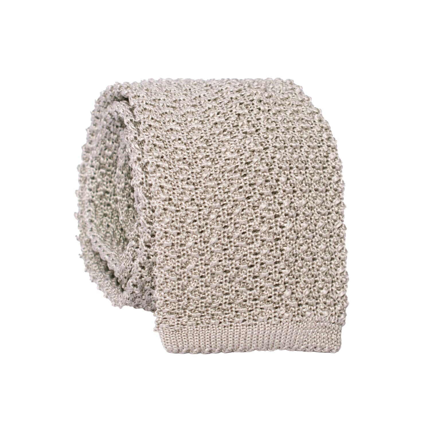 Cravatta Tricot in Maglia di Seta Grigio Argento Tinta Unita TRI900 Graffeo Cravatte Made in Italy Rotolo