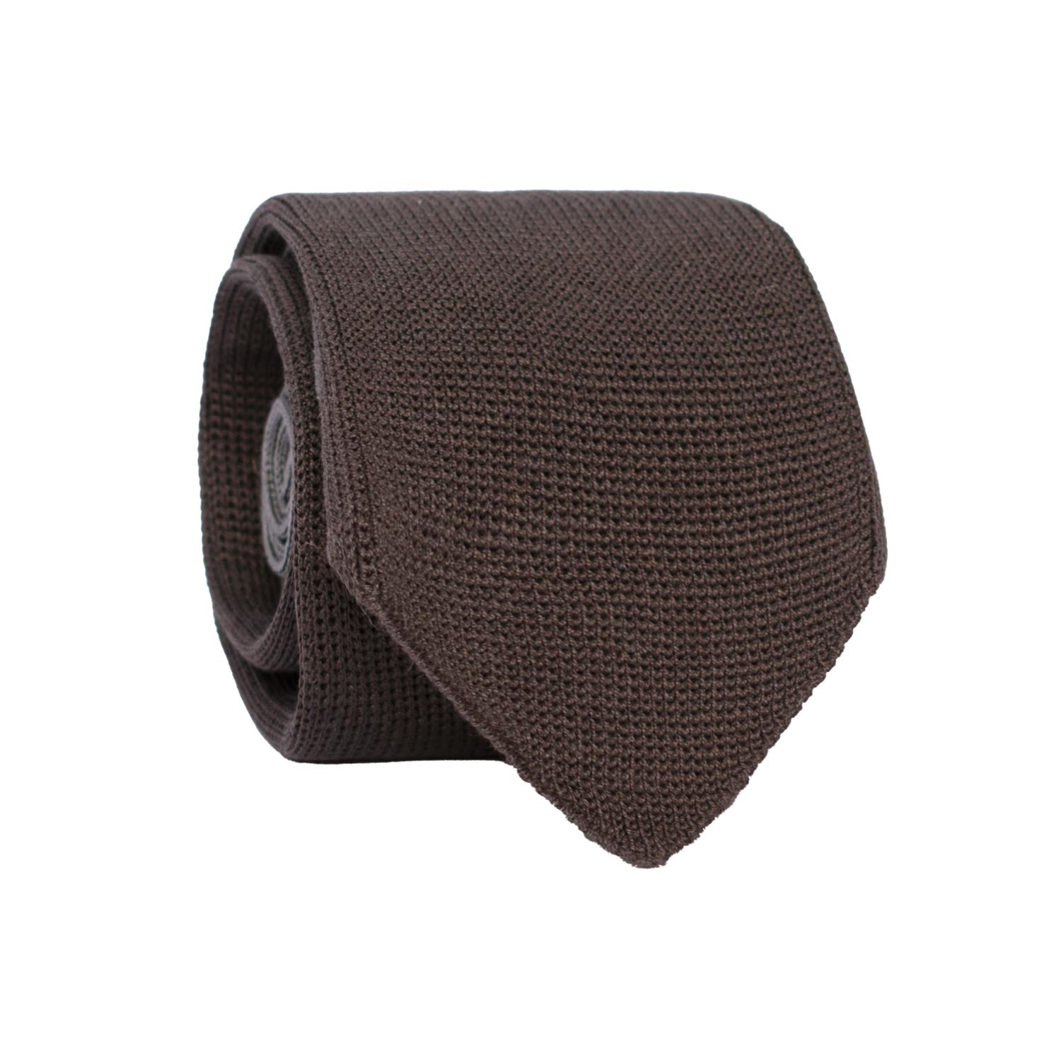 Cravatta Tricot in Maglia di Seta Grigio Tortora Scuro Pala Piccola in Contrasto Grigia Tinta Unita TRI935 Graffeo Cravatte Made in Italy Rotolo