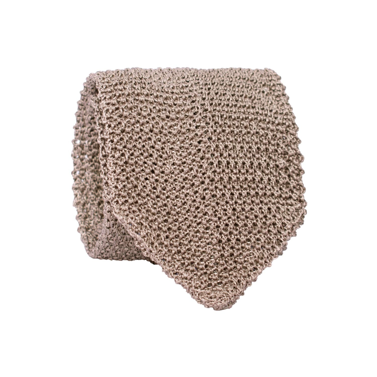 Cravatta Tricot in Maglia di Seta Grigio Tortora Tinta Unita TRI932 Graffeo Cravatte Made in Italy Rotolo