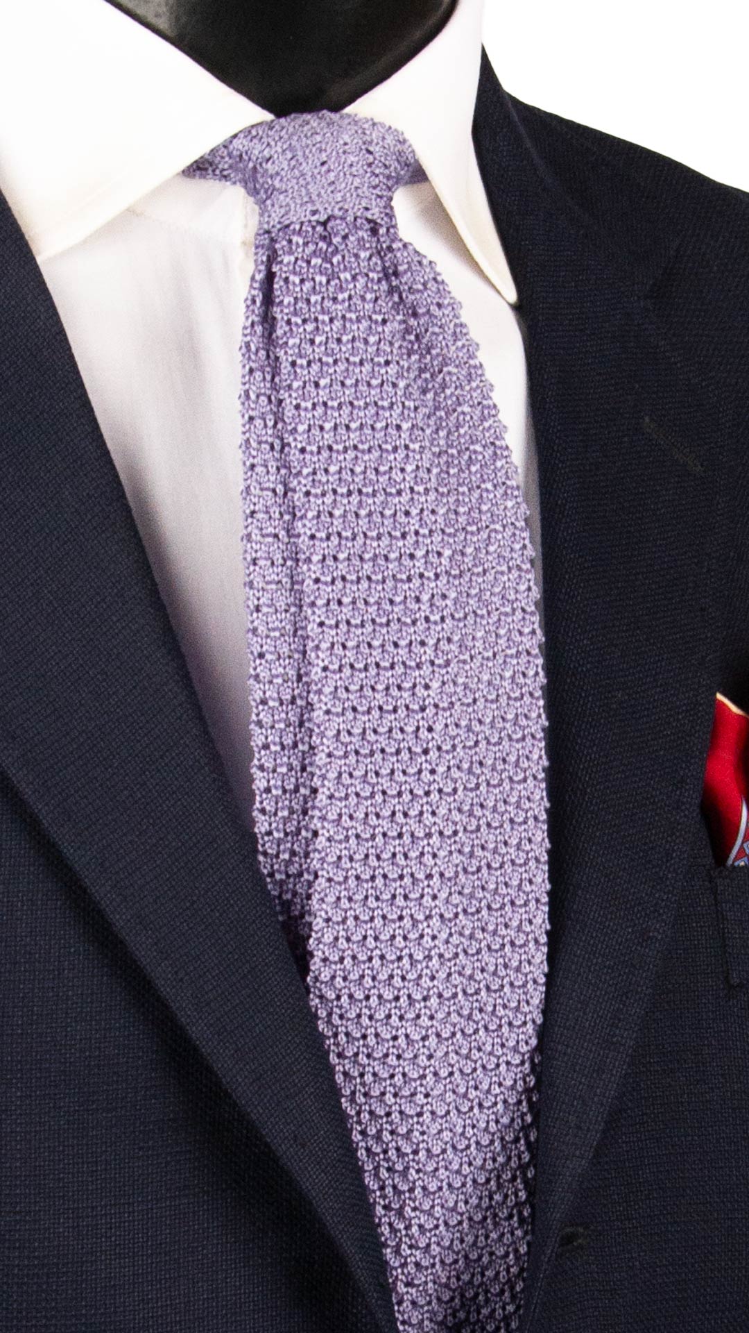 Cravatta Tricot in Maglia di Seta Lavanda Tinta Unita TRI896 Graffeo Cravatte Made in Italy