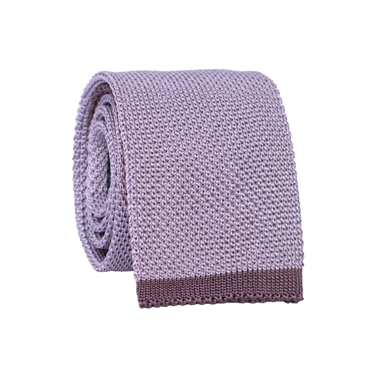 Cravatta Tricot in Maglia di Seta Lilla Pala Piccola in Contrasto Color Melanzana Tinta Unita TRI924 Graffeo Cravatte Made in Italy Rotolo