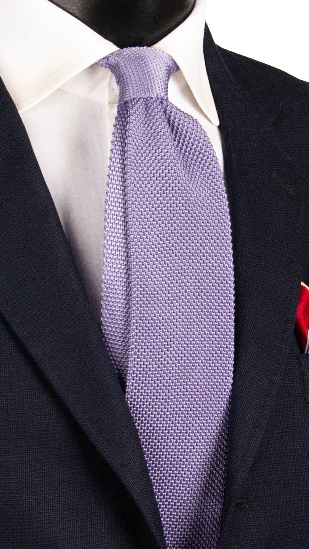 Cravatta Tricot in Maglia di Seta Lilla Tinta Unita TRI855 Graffeo Cravatte Made in Italy