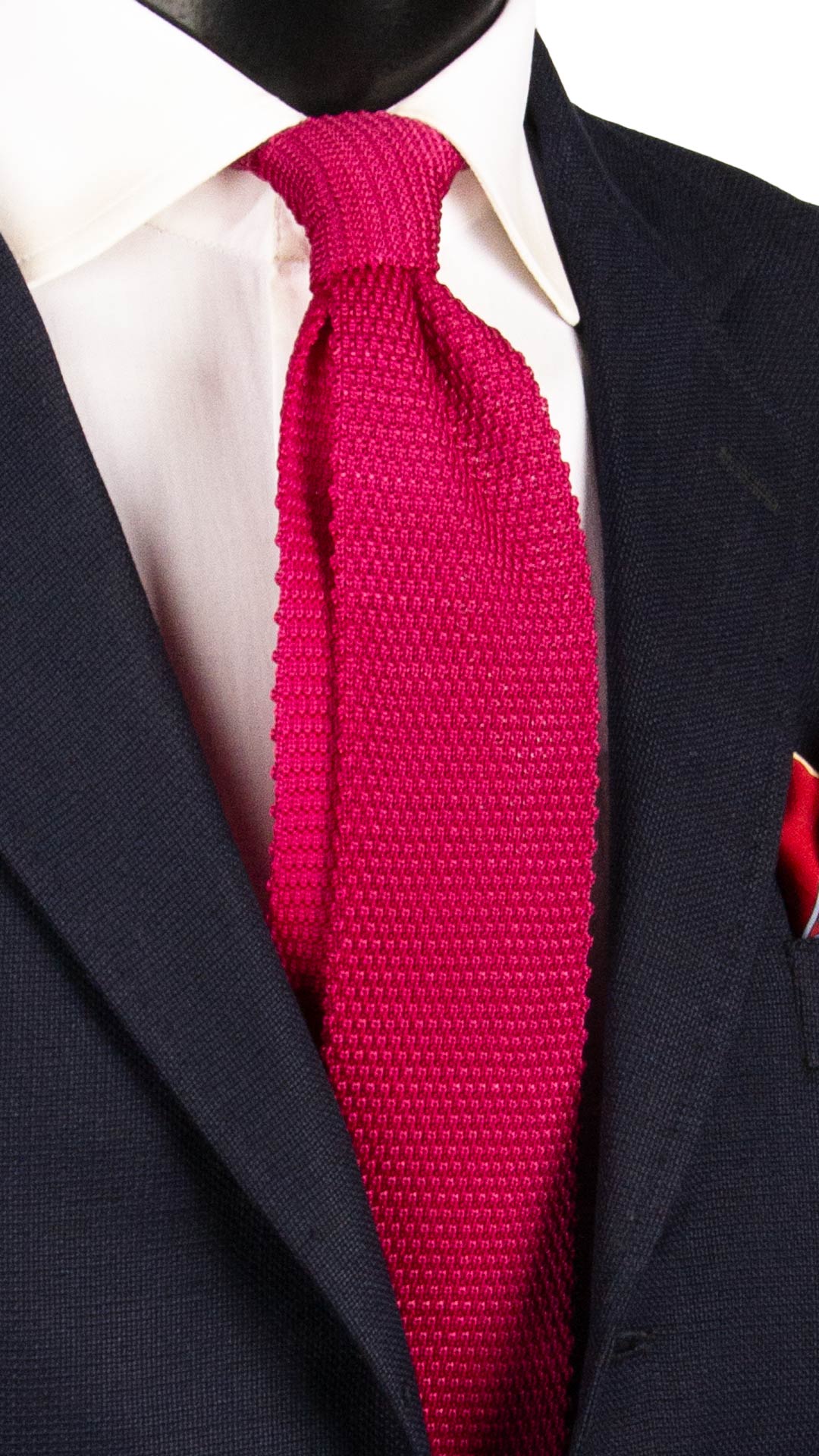 Cravatta Tricot in Maglia di Seta Magenta Tinta Unita TRI937 Graffeo Cravatte Made in Italy