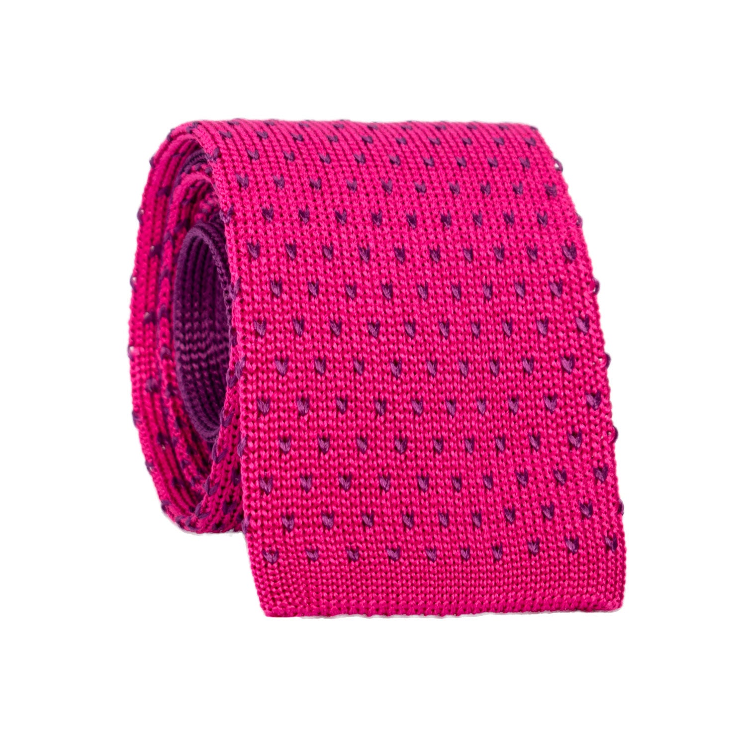 Cravatta Tricot in Maglia di Seta Magenta Viola Fantasia TRI654 Graffeo Cravatte Made in Italy Rotolo