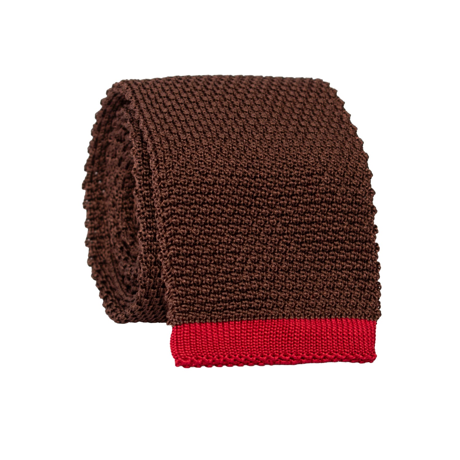 Cravatta Tricot in Maglia di Seta Marrone Rossa Tinta Unita TRI807 Graffeo Cravatte Made in Italy Rotolo