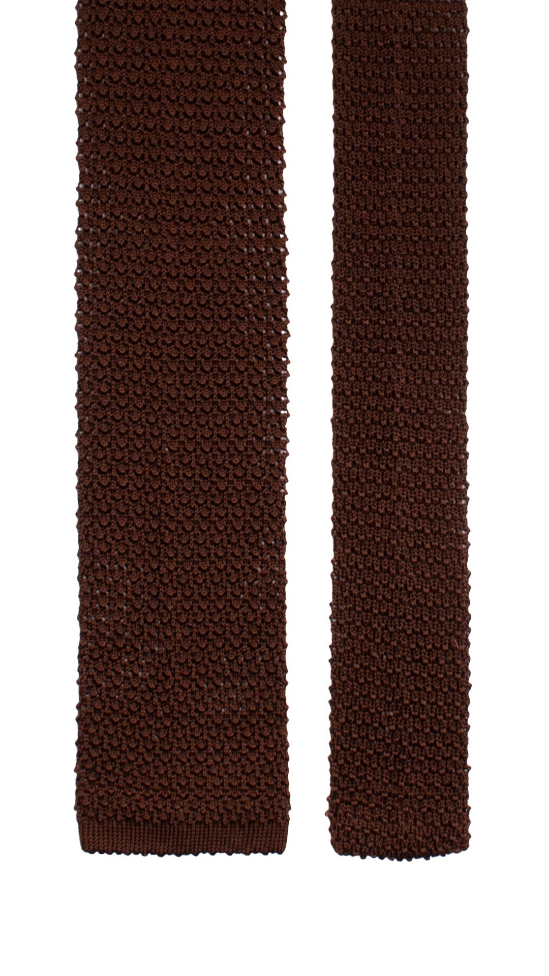 Cravatta Tricot in Maglia di Seta Marrone Tinta Unita TRI906 Graffeo Cravatte Made in Italy Pala