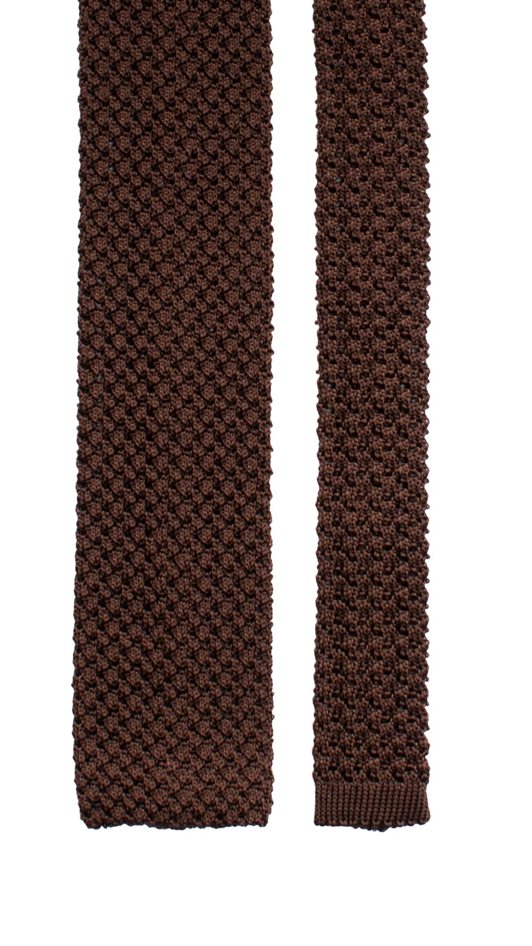 Cravatta Tricot in Maglia di Seta Marrone Tinta Unita TRI950 Graffeo Cravatte Made in Italy Pala