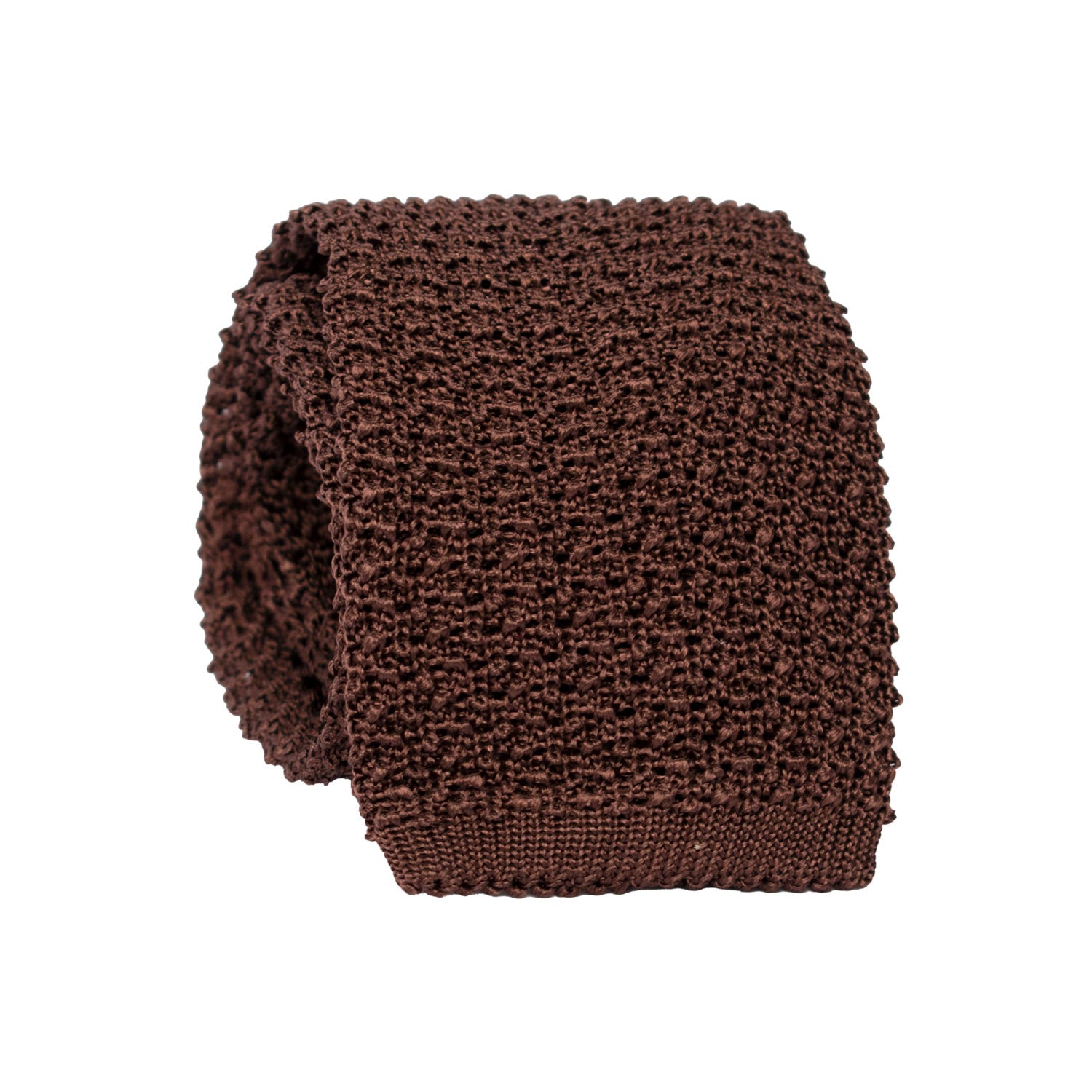 Cravatta Tricot in Maglia di Seta Marrone Tinta Unita TRI746 Graffeo Cravatte Made in Italy Rotolo