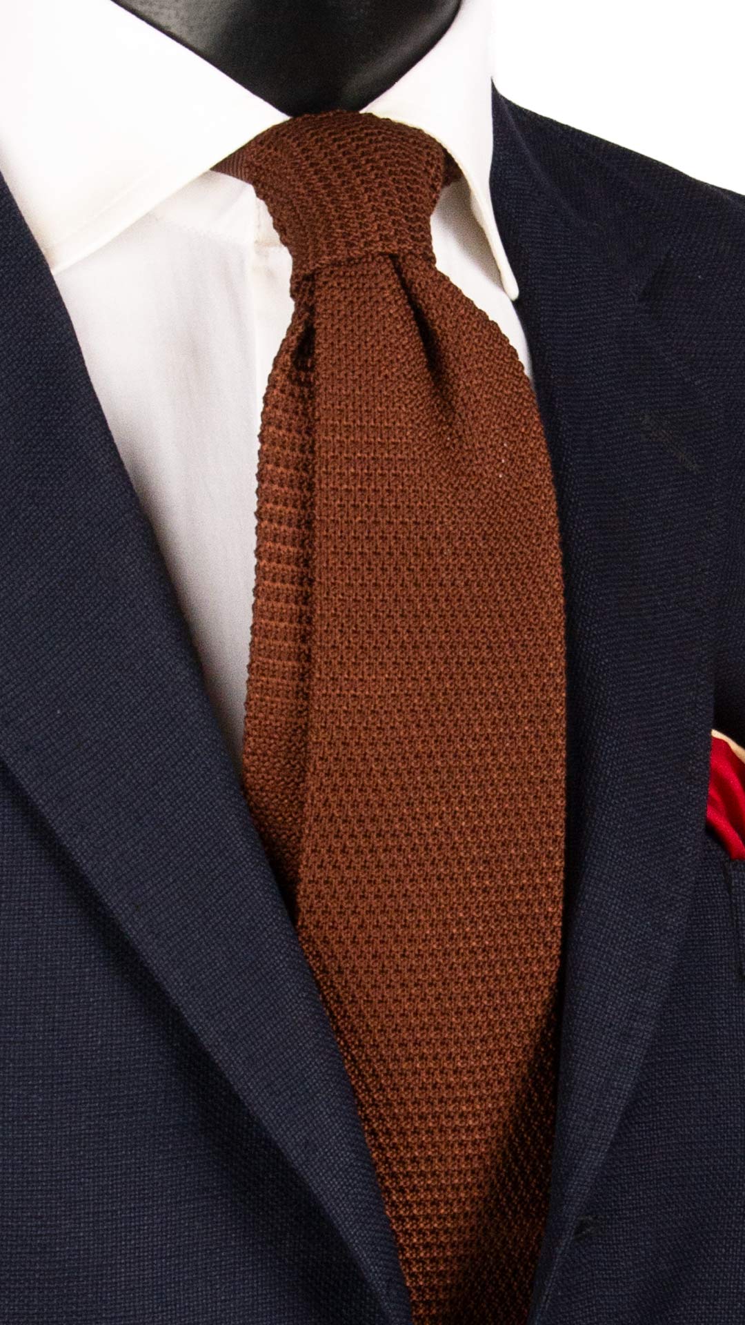 Cravatta Tricot in Maglia di Seta Marrone Tinta Unita TRI688 Graffeo Cravatte Made in Italy