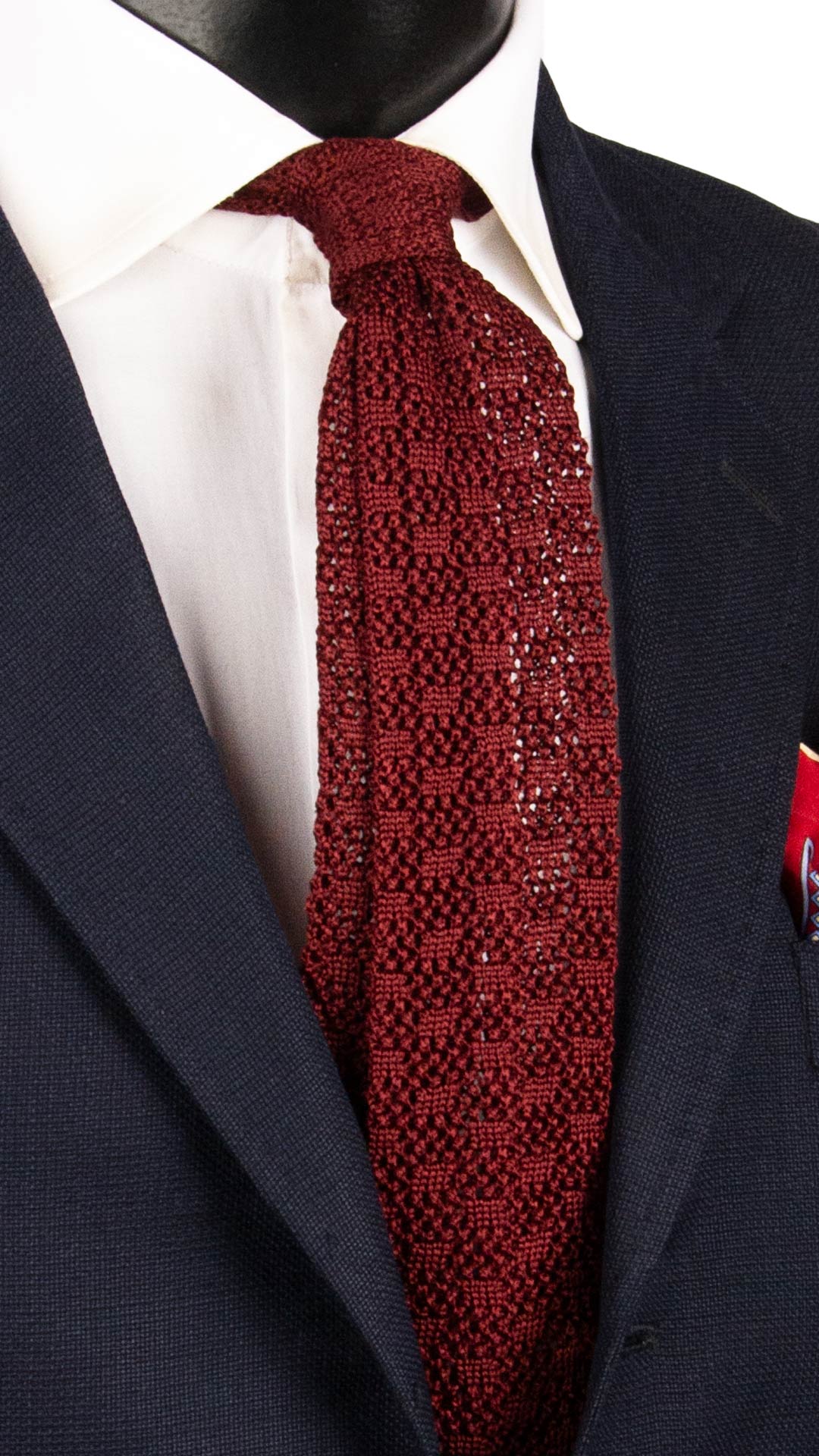 Cravatta Tricot in Maglia di Seta Mogano Fantasia Tono su Tono TRI830 Graffeo Cravatte Made in Italy