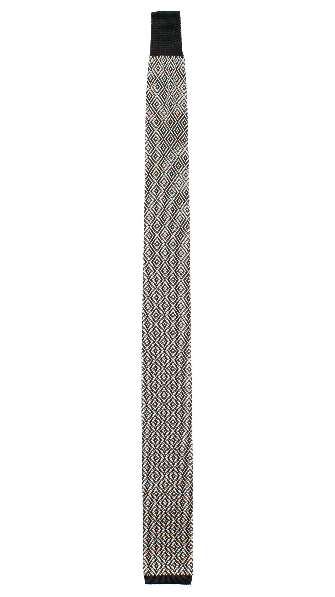 Cravatta Tricot in Maglia di Seta Nera Fantasia Bianca TRI742 Graffeo Cravatte Made in Italy Intera