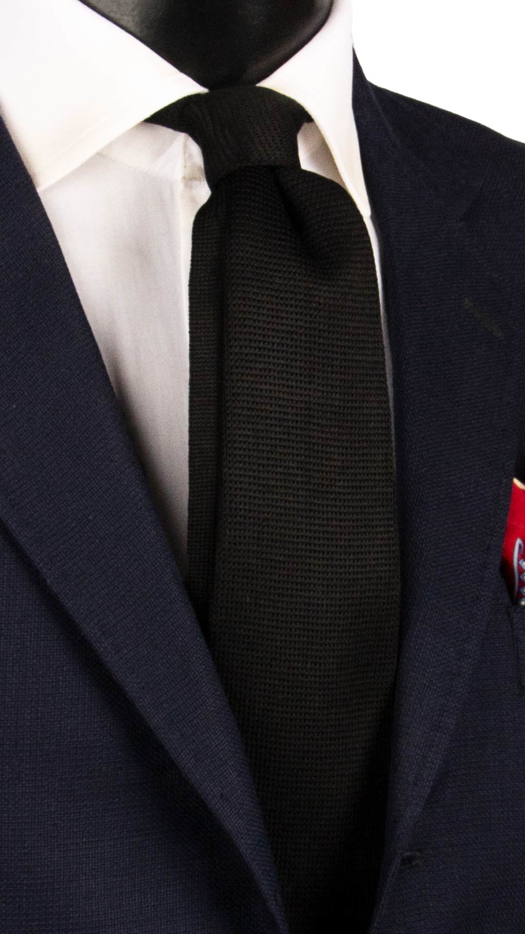 Cravatta Tricot in Maglia di Seta Nera Tinta Unita TRI828 Graffeo Cravatte Made in Italy