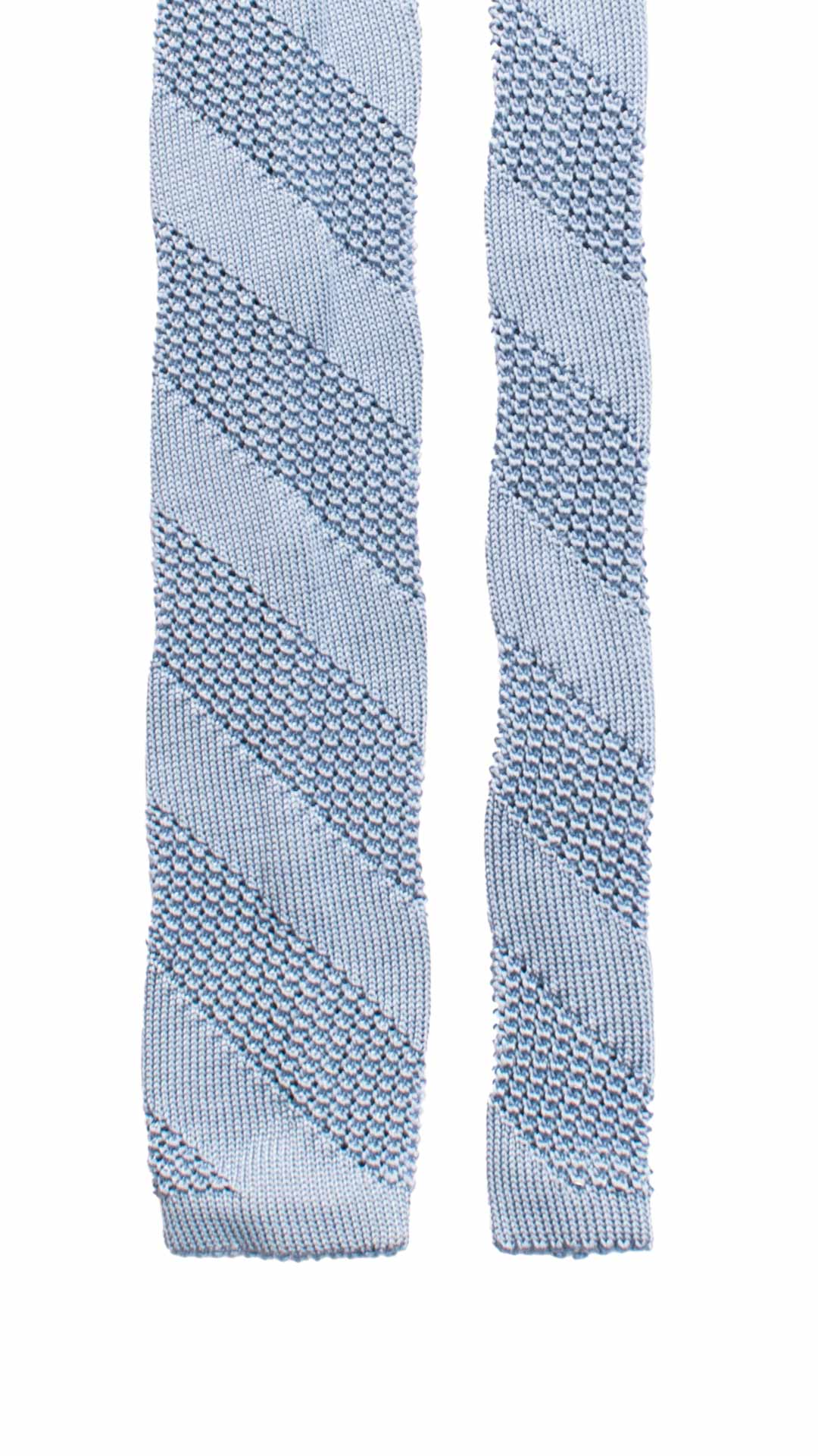 Cravatta Tricot in Maglia di Seta Regimental Celeste TRI801 Graffeo Cravatte Made in Italy Pala