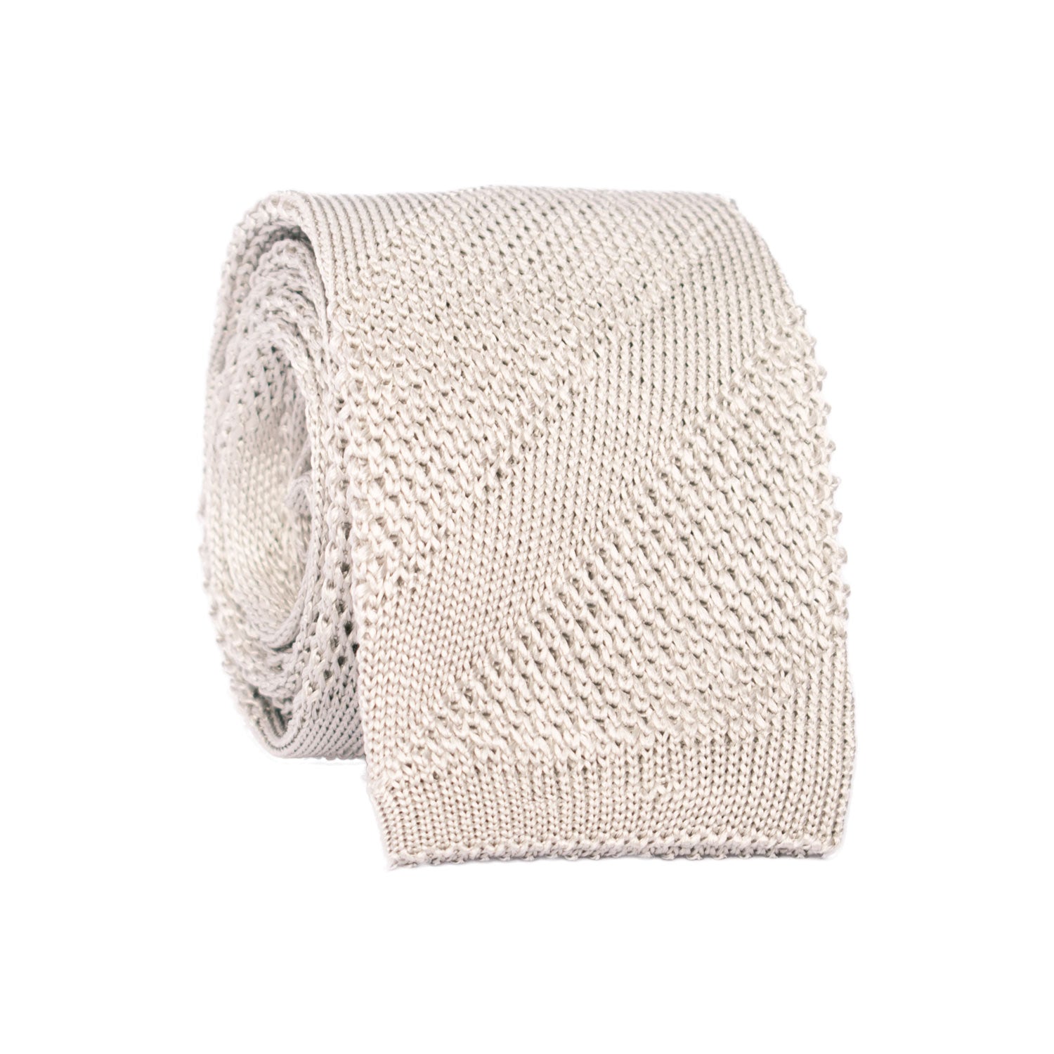 Cravatta Tricot in Maglia di Seta Regimental Grigio Argento TRI682 Graffeo Cravatte Made in Italy Rotolo