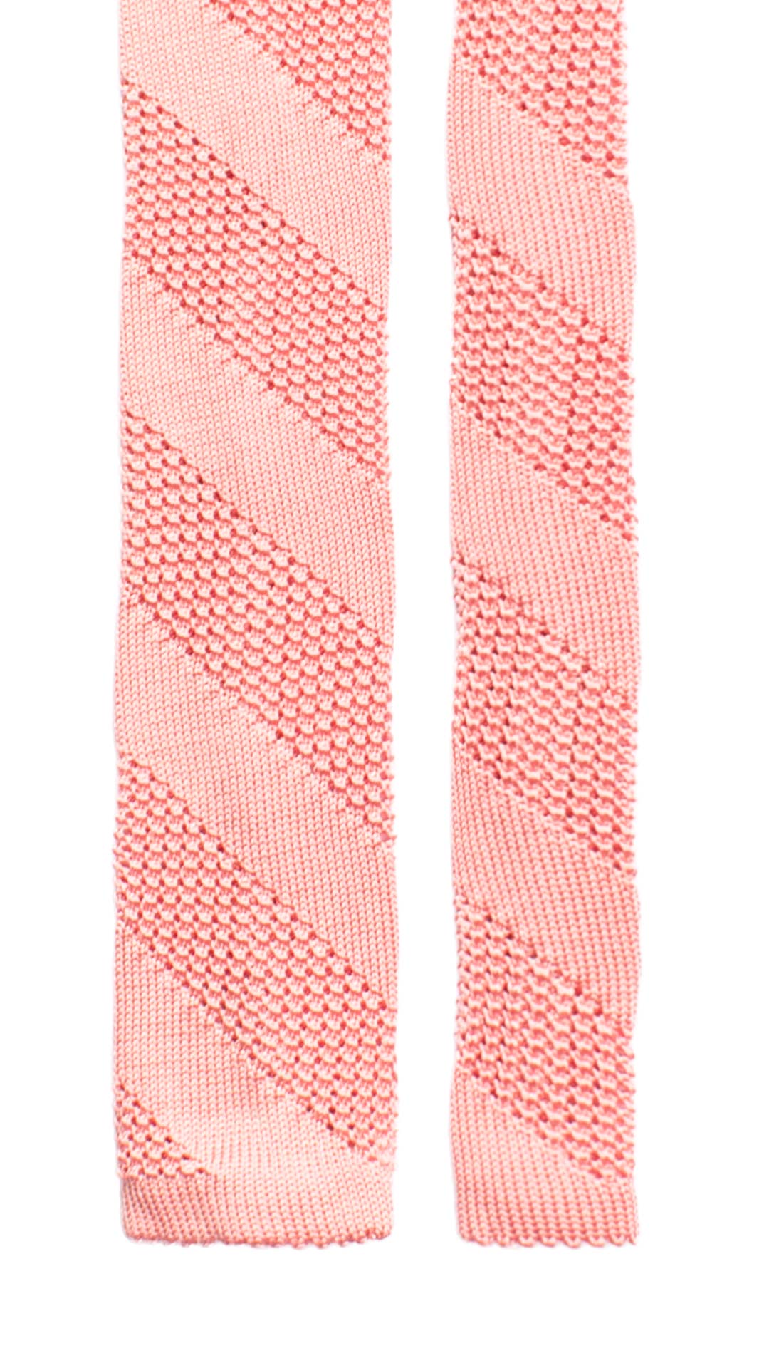 Cravatta Tricot in Maglia di Seta Regimental Rosa TRI641 Graffeo Cravatte Made in Italy Pala