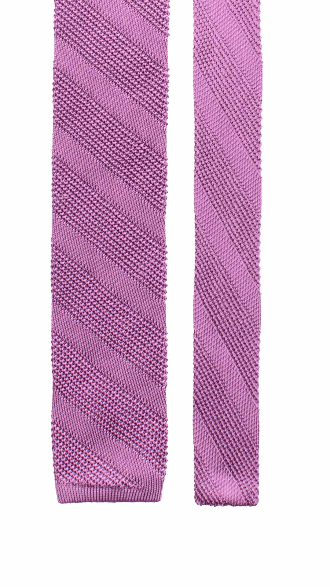 Cravatta Tricot in Maglia di Seta Regimental Viola TRI800 Graffeo Cravatte Made in Italy Pala