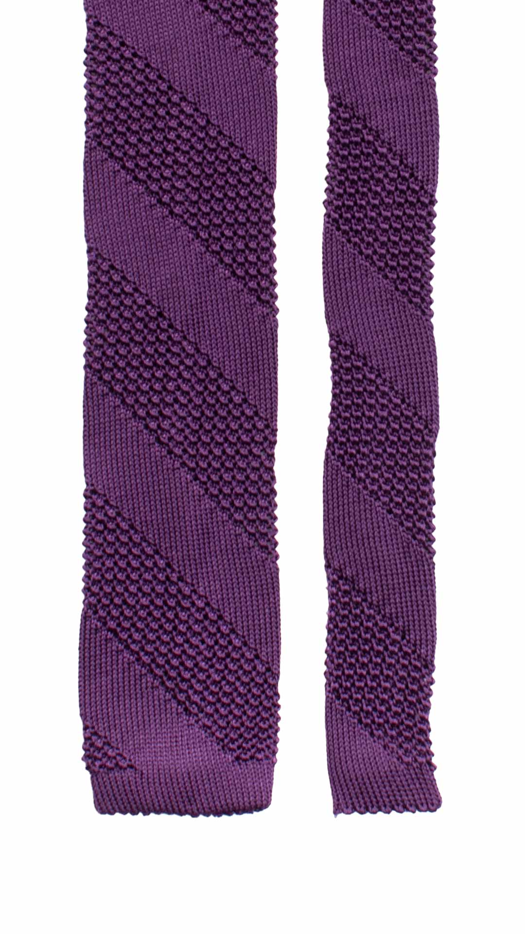 Cravatta Tricot in Maglia di Seta Regimental Viola TRI823 Graffeo Cravatte Made in Italy Pala