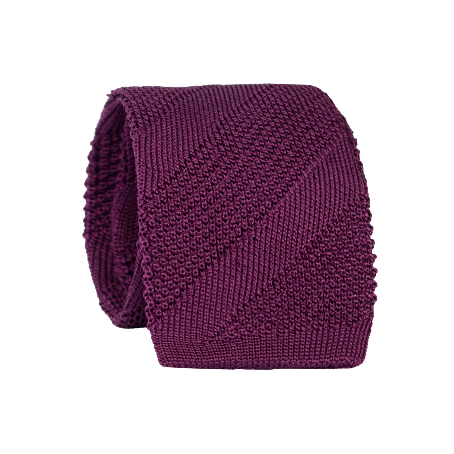 Cravatta Tricot in Maglia di Seta Regimental Viola Scuro TRI842 Graffeo Cravatte Made in Italy Rotolo